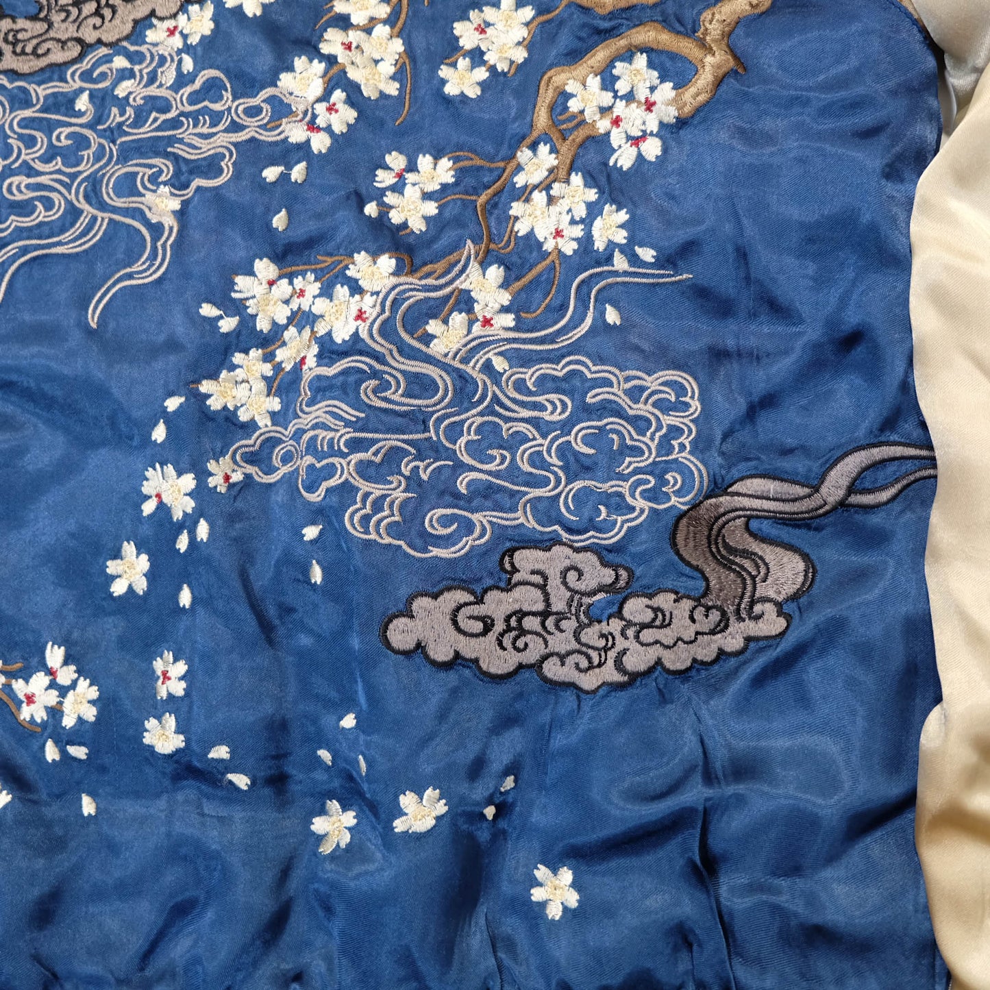 Vintage Japanese Sukajan Souvenir Jacket Reversible Dragon Skull Geisha Wagara Embroidery Yokosuka Bomber Jacket