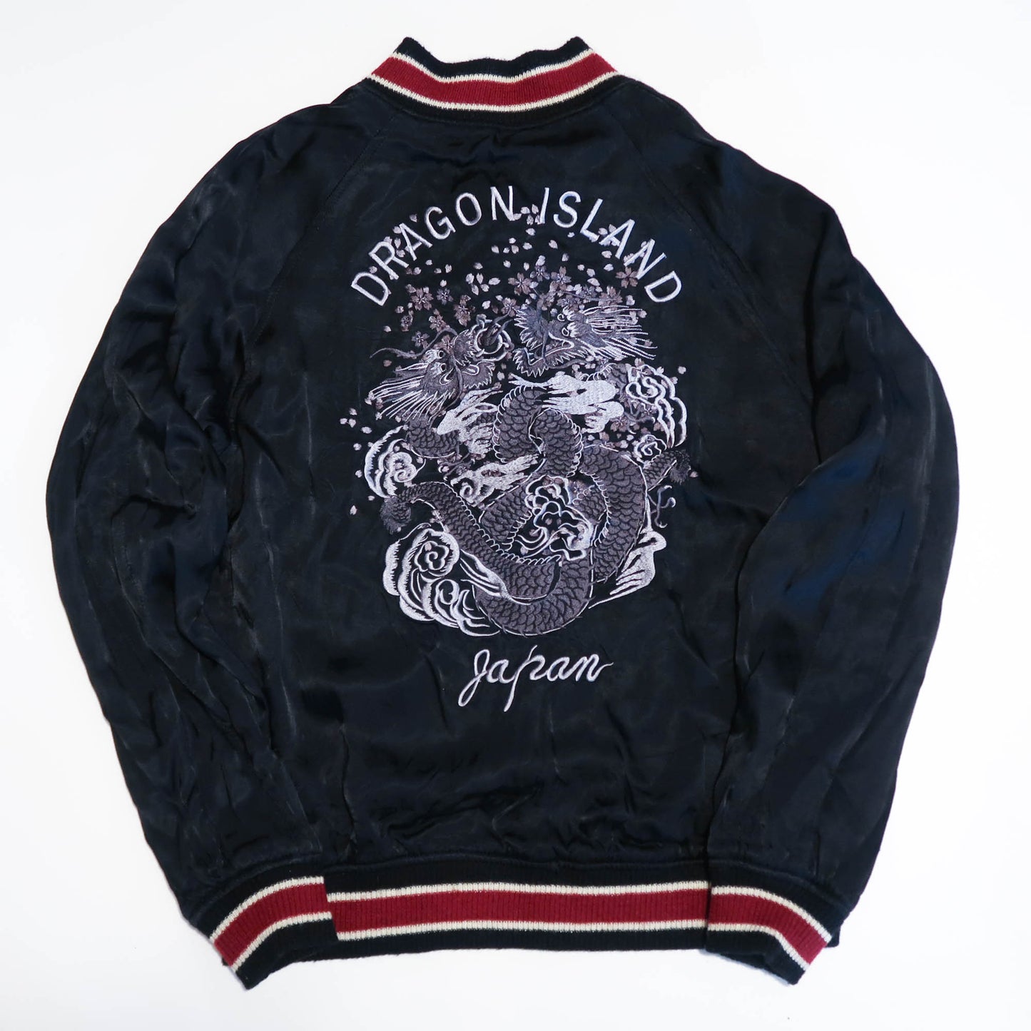 Vintage Dragon Island Japan Embroidered Sukajan Jacket | Reversible Dragon Souvenir Bomber Jacket