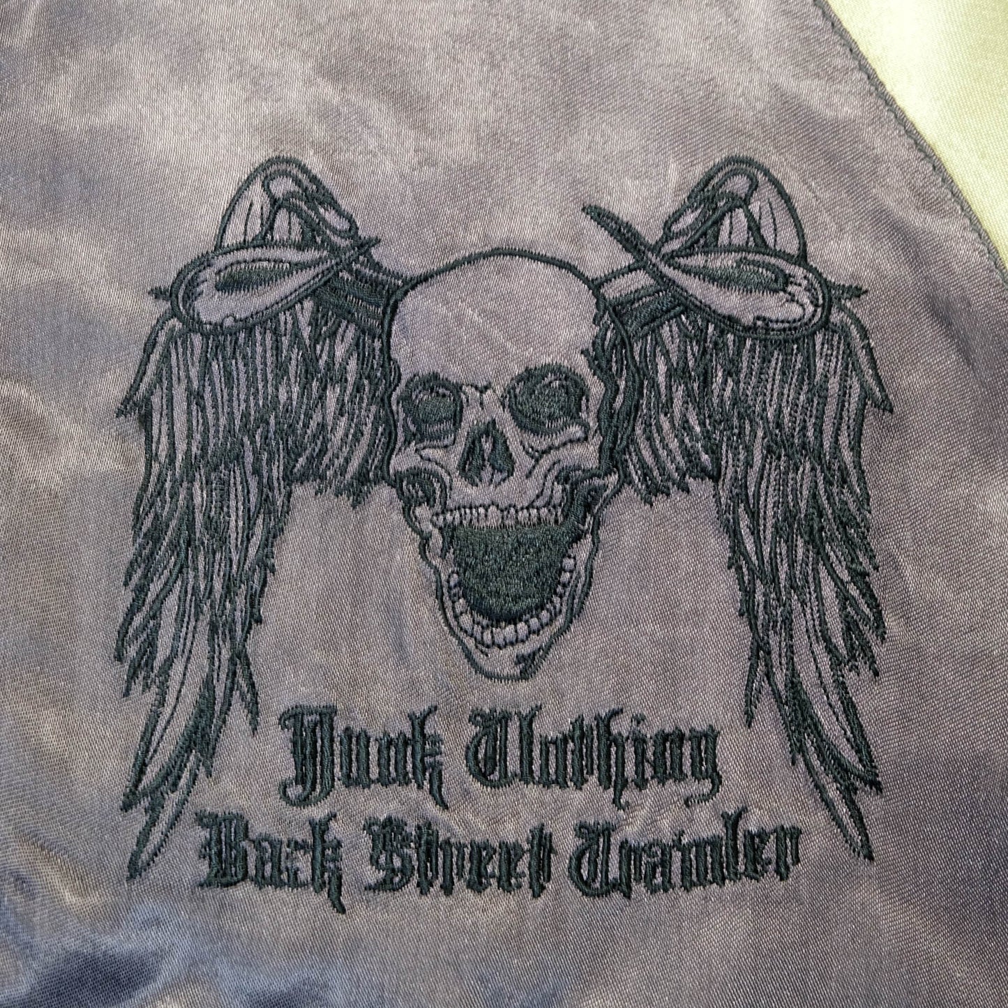 Jack Daniel’s Black Street Crafter Sukajan / Skull Wing Embroidered Souvenir Jacket Size S