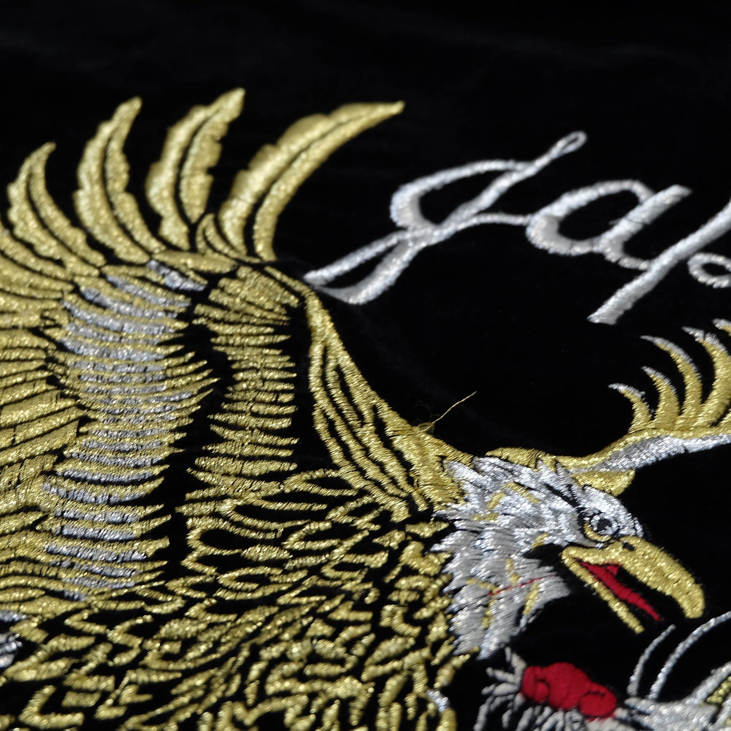 Rare Japanese Velvet Bomber Jacket Featuring Twin Dragons, Eagle & Yokosuka Souvenir Artwork