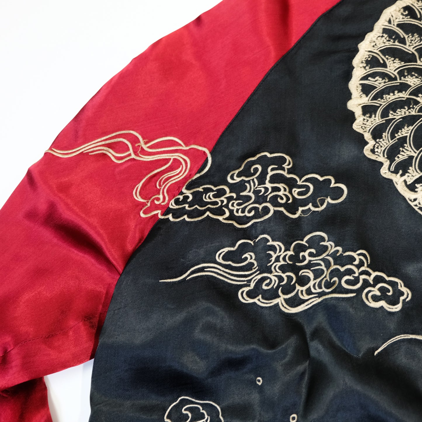 Reversible Japanese Dragon Koi Fish Whirlpool Art Sukajan Souvenir Jacket Size M