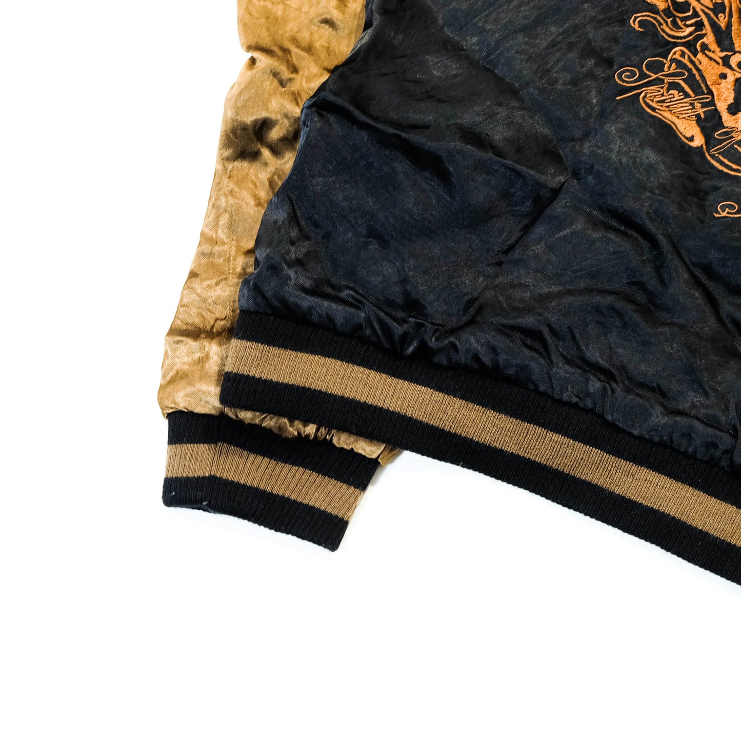 Junky’s Paradise Crown Skull Sukajan Jacket Black Gold Embroidered Japanese Rock Bomber Size L