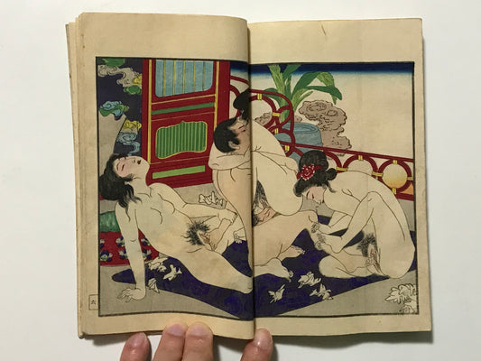 EDO Japanese Ukiyoe Woodblock Style Harubon Book Porn Shunga Erotic Fetish Tattoo Artist Oiran Geisha Bijin Kimono Irezumi Sex Book Material