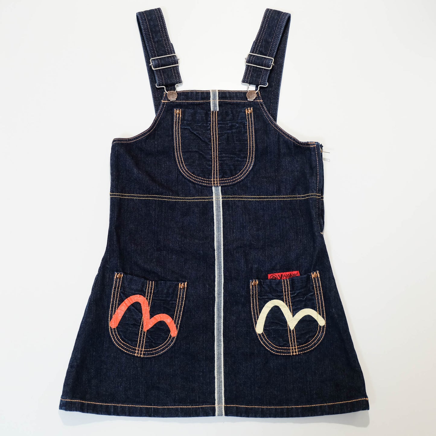 EVISU Donna Vintage Japanese Denim Overalls Dress One Piece Wagara Denim Skirt Selvedge Jeans Harajuku Streetwear