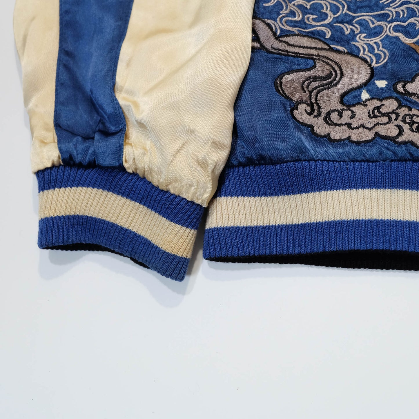 Vintage Japanese Sukajan Souvenir Jacket Reversible Dragon Skull Geisha Wagara Embroidery Yokosuka Bomber Jacket