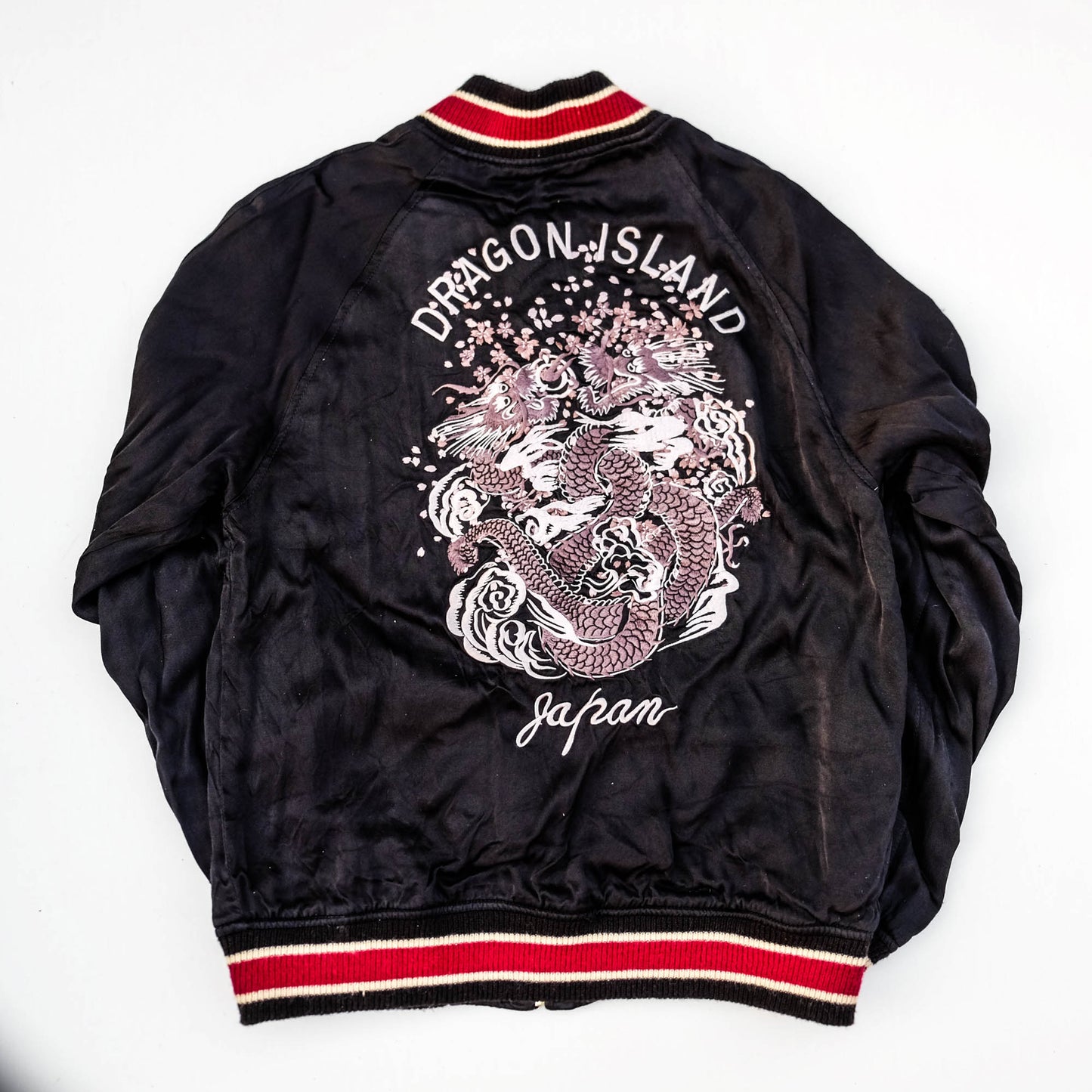 Vintage Dragon Island Japan Embroidered Sukajan Jacket | Reversible Dragon Souvenir Bomber Jacket