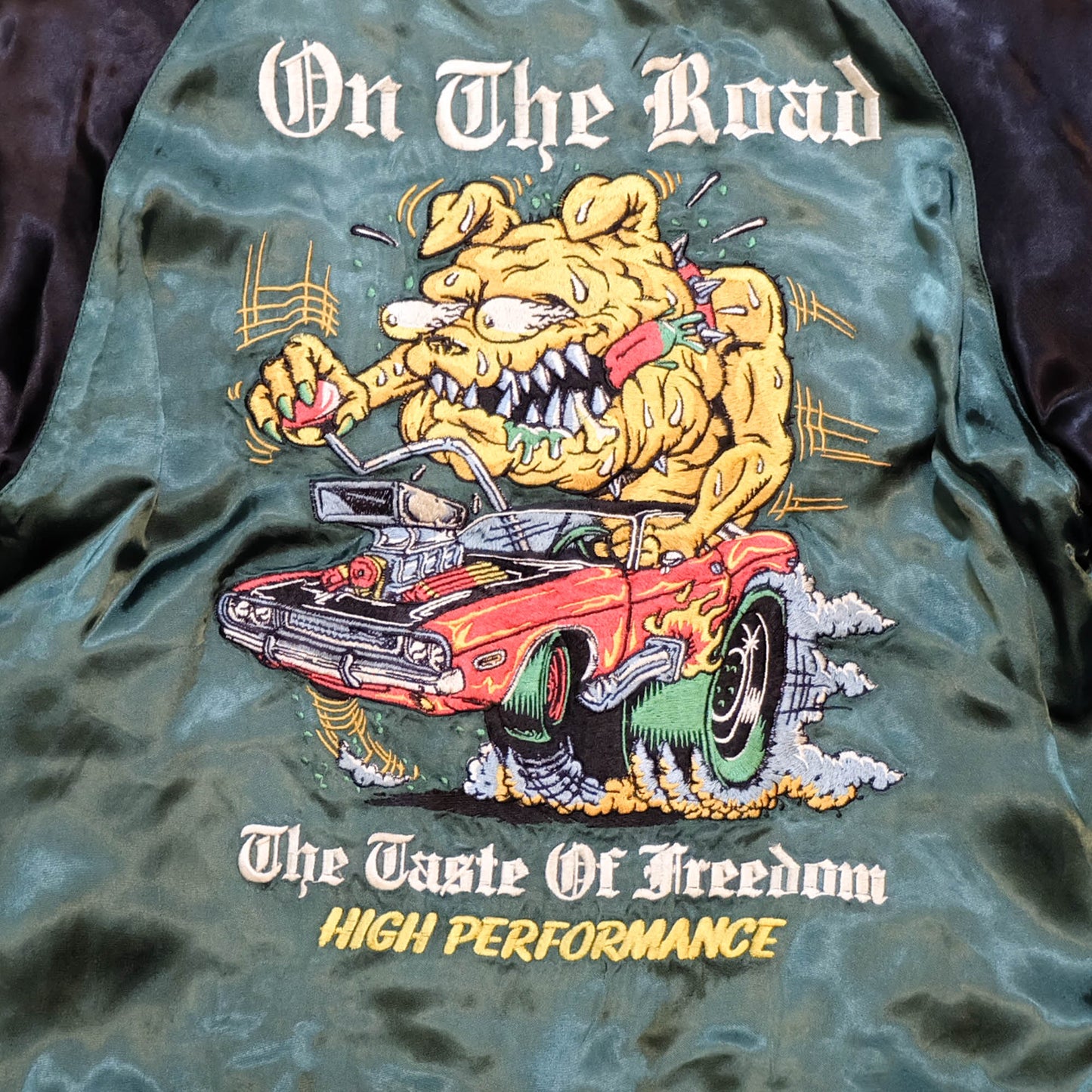 Vintage Japanese Sukajan Jacket Velvet Bomber | Skull Tiger Dragon Hot Rod Embroidery Streetwear Jacket Size S-M