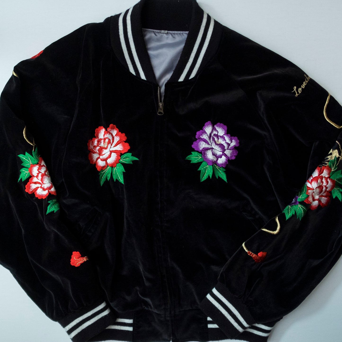Yokosuka Velvet Sukajan Jacket Size L | Japanese Embroidered Souvenir Bomber Jacket