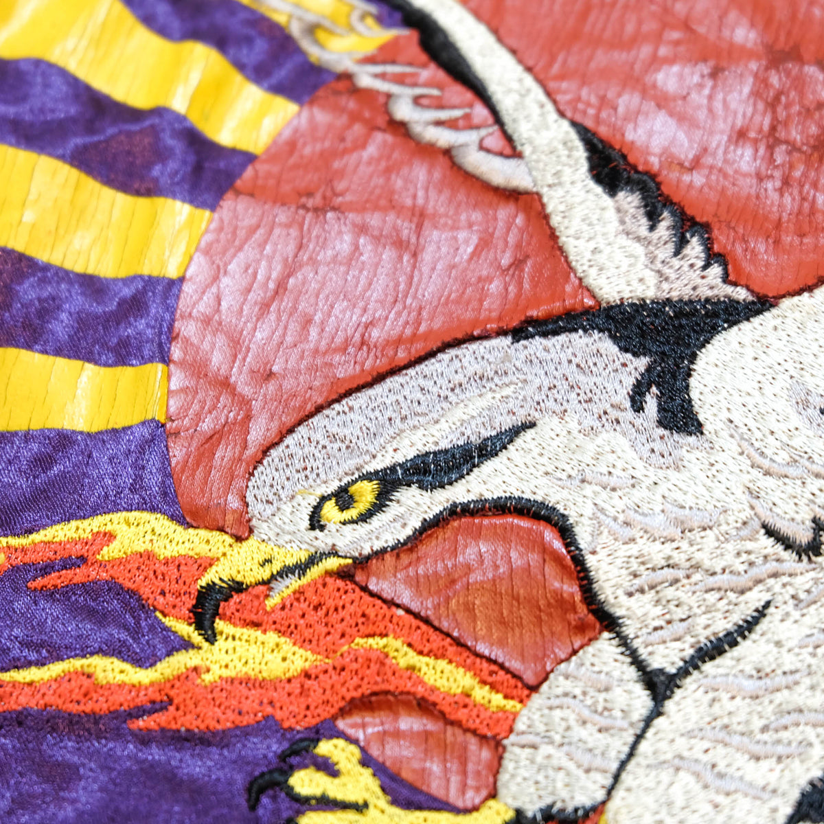 PPFM Peyton’s Place for Men Vintage Velvet Sukajan Jacket | Japanese Hinomaru Eagle Wolf Embroidery Souvenir Bomber Jacket Purple Size M-L