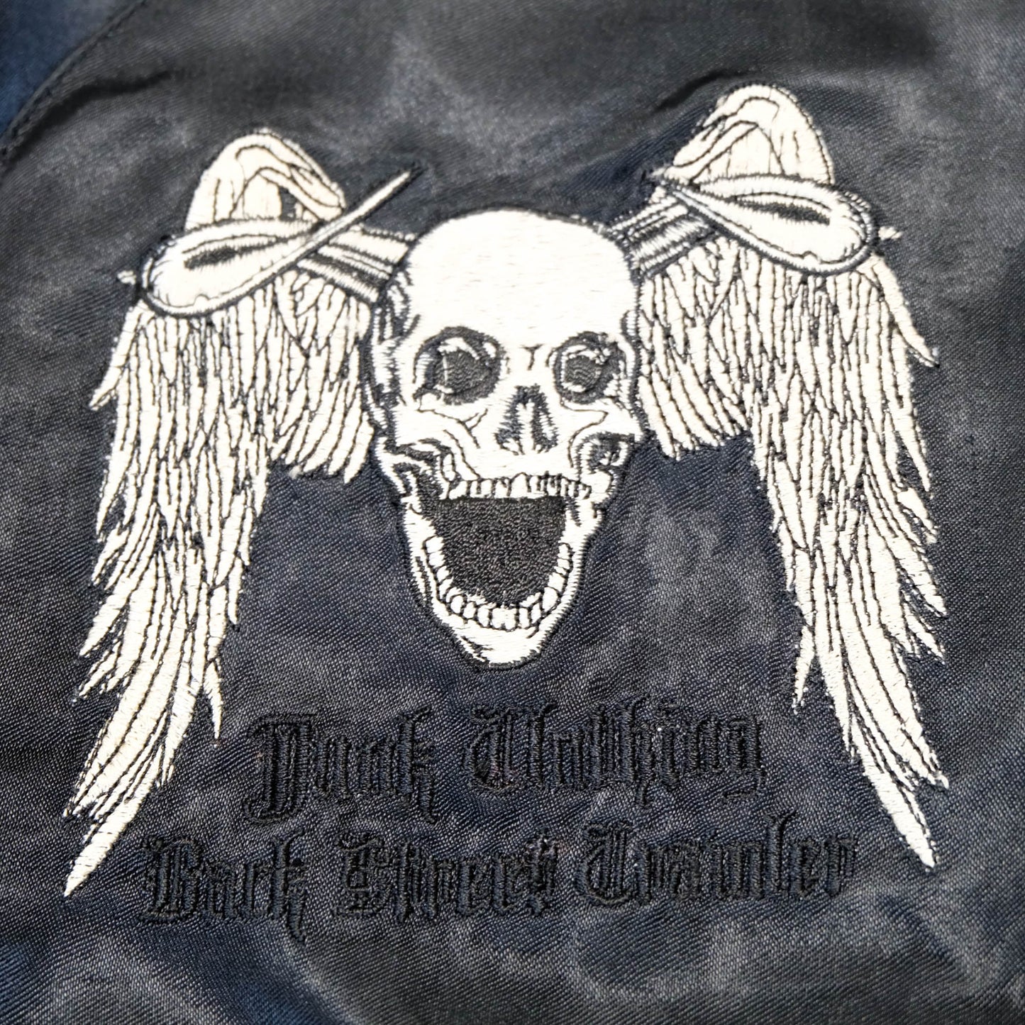 Jack Daniel’s Black Street Crafter Sukajan / Skull Wing Embroidered Souvenir Jacket Size S
