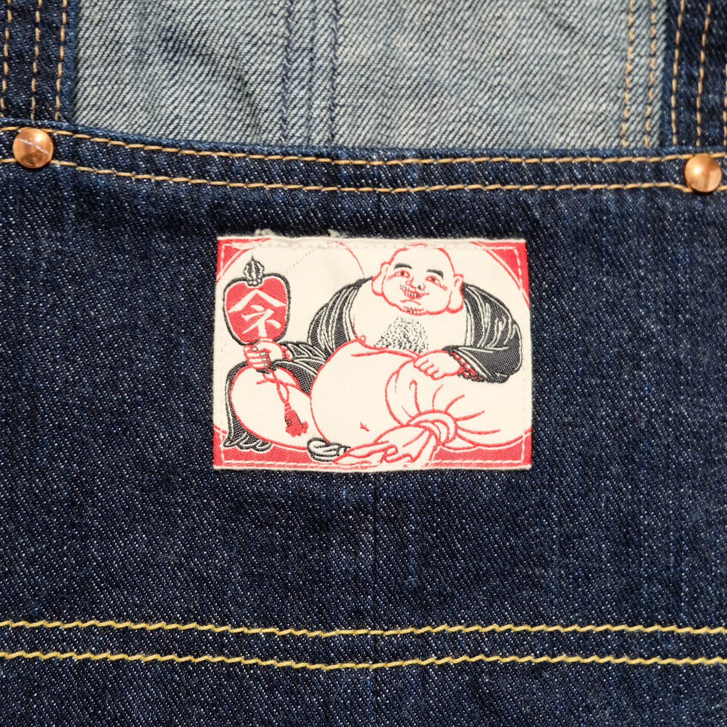 EVISU Donna Vintage Japanese Denim Overalls Dress One Piece Wagara Denim Skirt Selvedge Jeans Harajuku Streetwear