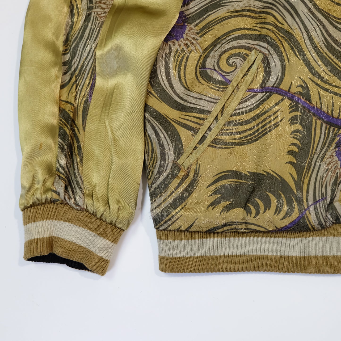 Reversible Japanese Dragon Koi Fish Whirlpool Art Sukajan Souvenir Jacket Size M