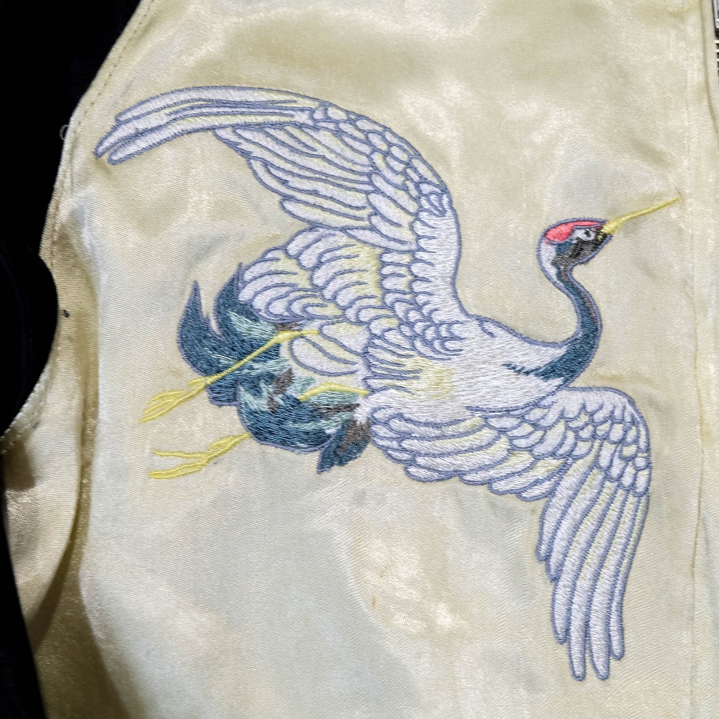 Kula Eternal Sukajan Jacket Reversible Japanese Souvenir Jacket Crane Koi Fish Wisteria Embroidery Size M
