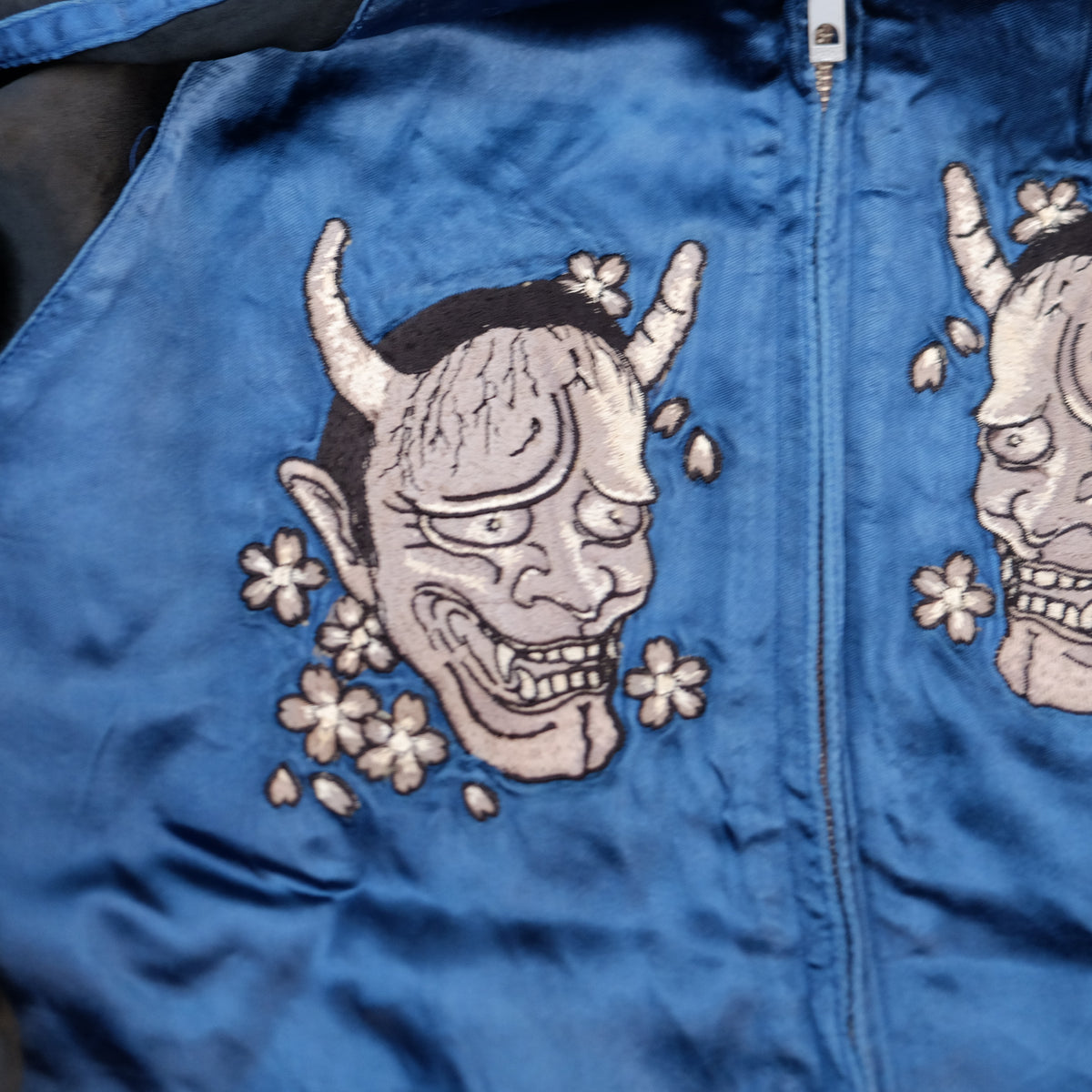 Satori Japanese Embroidered Souvenir Bomber | Hannya Mask x Jiraiya Folklore Art Wearable Streetwear