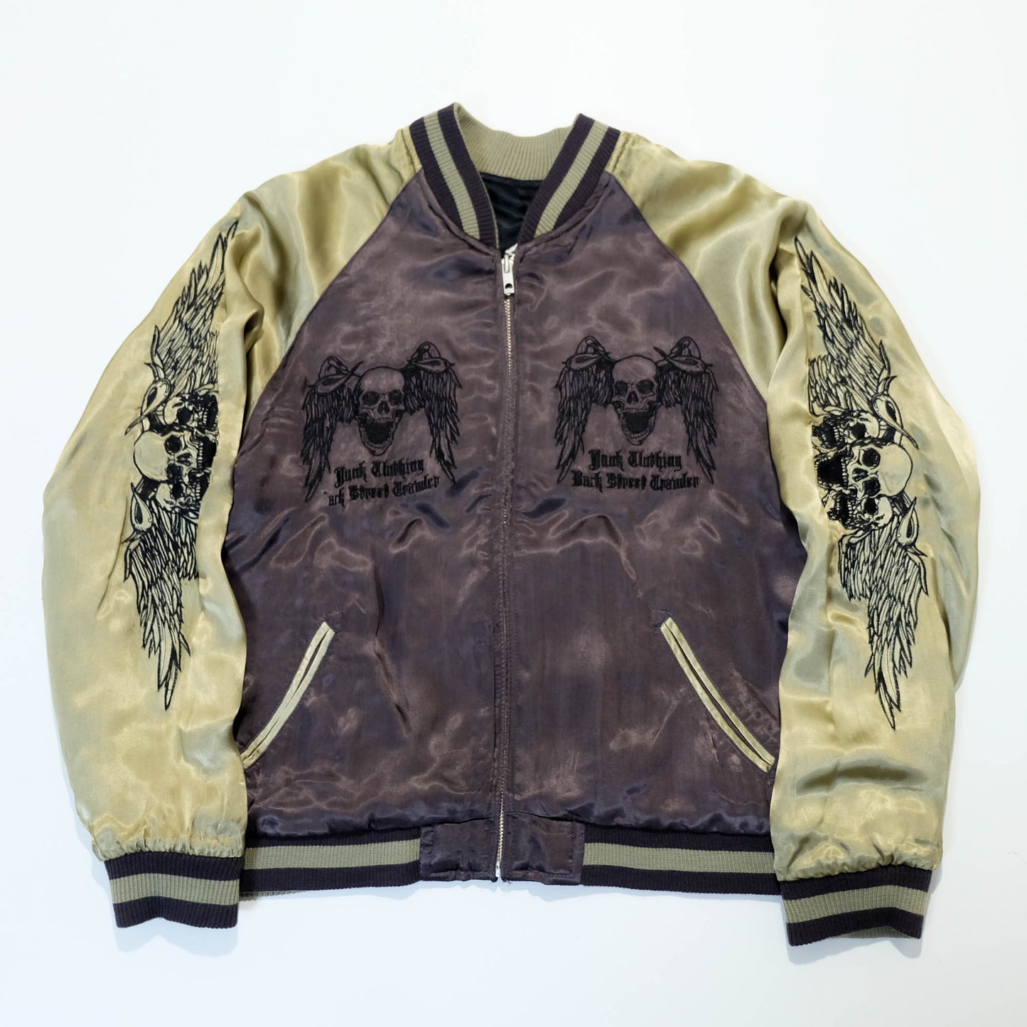 Jack Daniel’s Black Street Crafter Sukajan / Skull Wing Embroidered Souvenir Jacket Size S