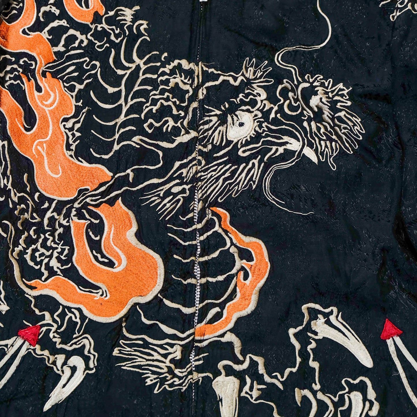 Japanese Sukajan Jacket XL Dragon & Koi Carp Water Wave Embroidery Reversible Yokosuka Bomber
