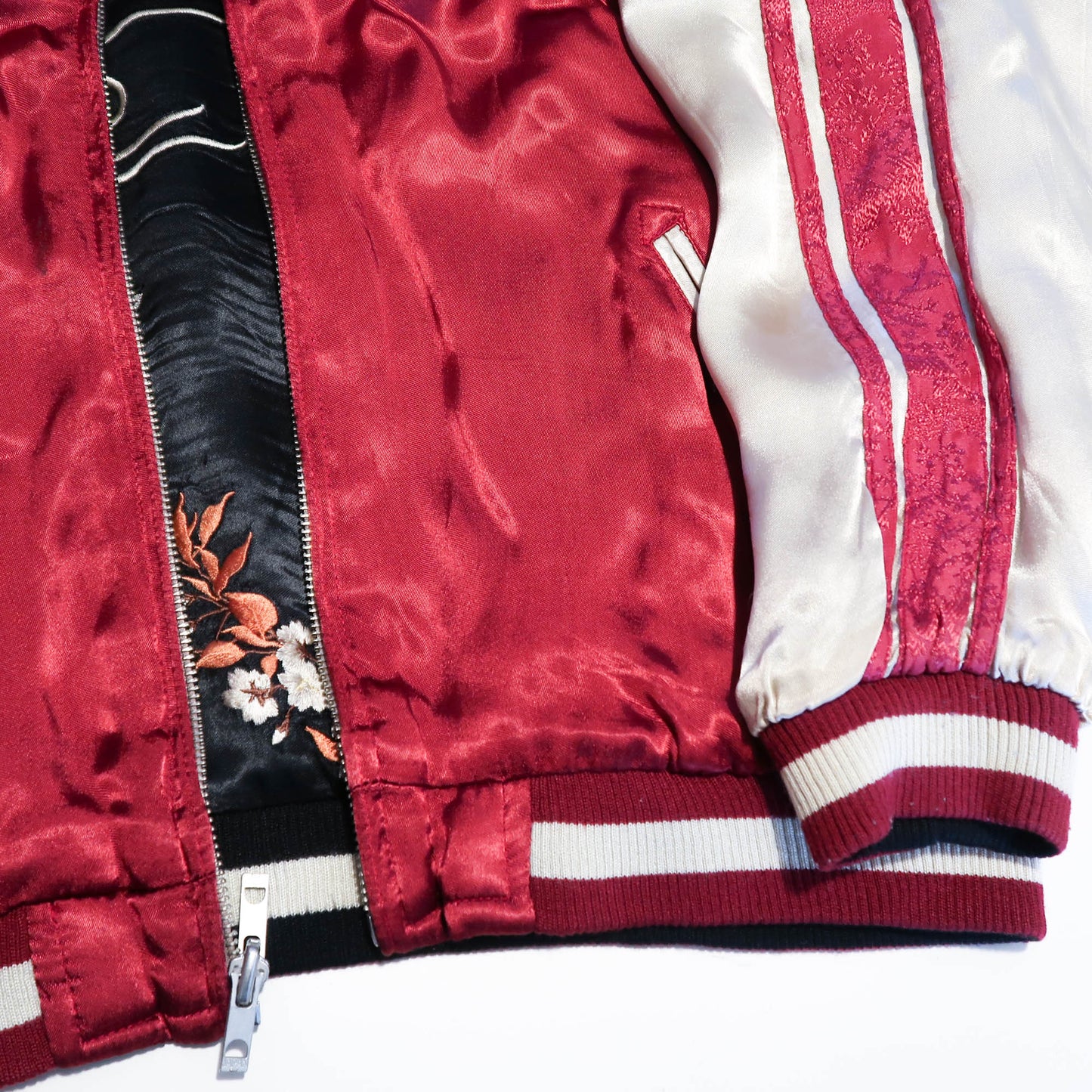 Japanese Sukajan Souvenir Jacket – Koi Carp & Sakura Reversible Embroidered Bomber Jacket