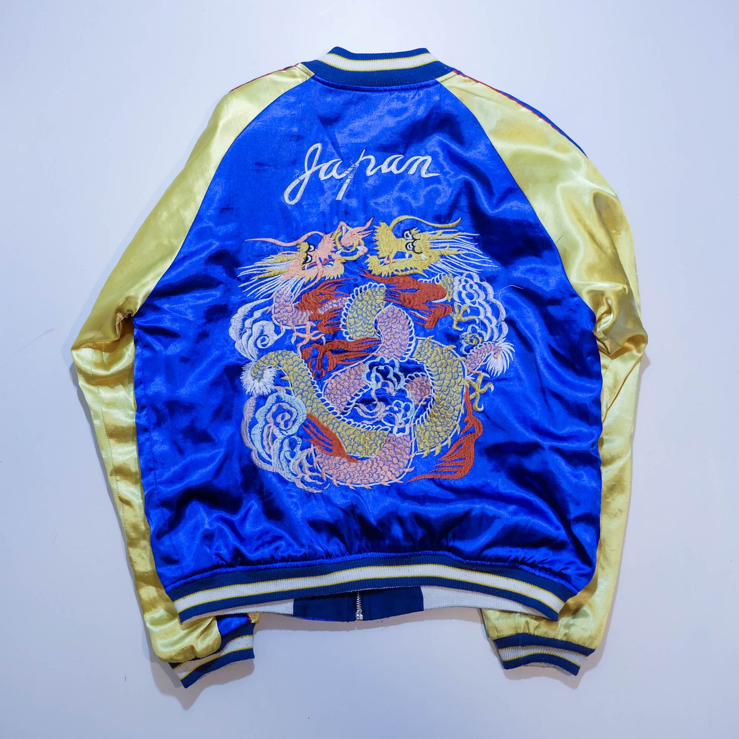 Hoshihime Style Reversible Sukajan Jacket | Blue Dragon Embroidery Japanese Souvenir Bomber Jacket