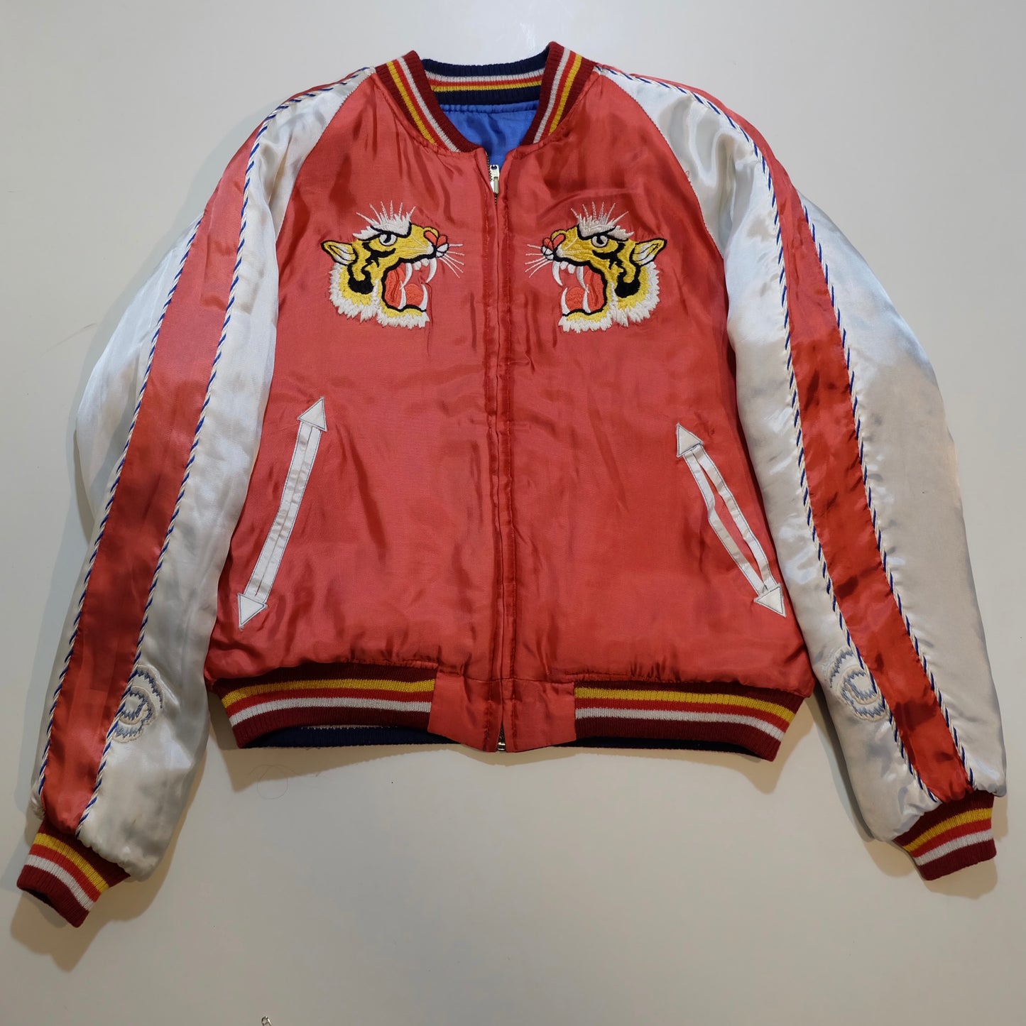 Reminiscence Padded Sukajan Jacket M–L | Japanese Tiger Dragon Eagle Embroidery Quilted Souvenir Bomber Jacket
