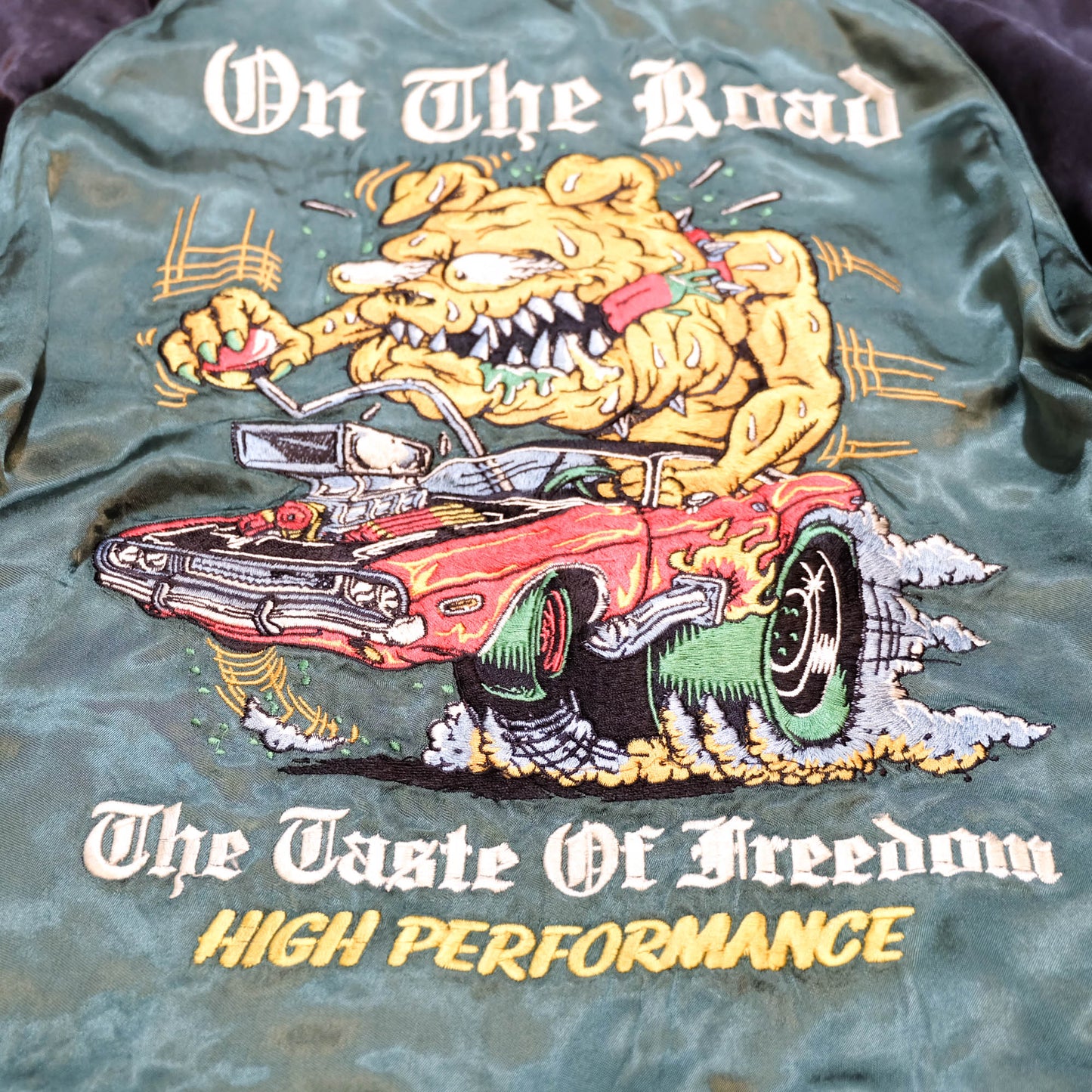 Vintage Japanese Sukajan Jacket Velvet Bomber | Skull Tiger Dragon Hot Rod Embroidery Streetwear Jacket Size S-M