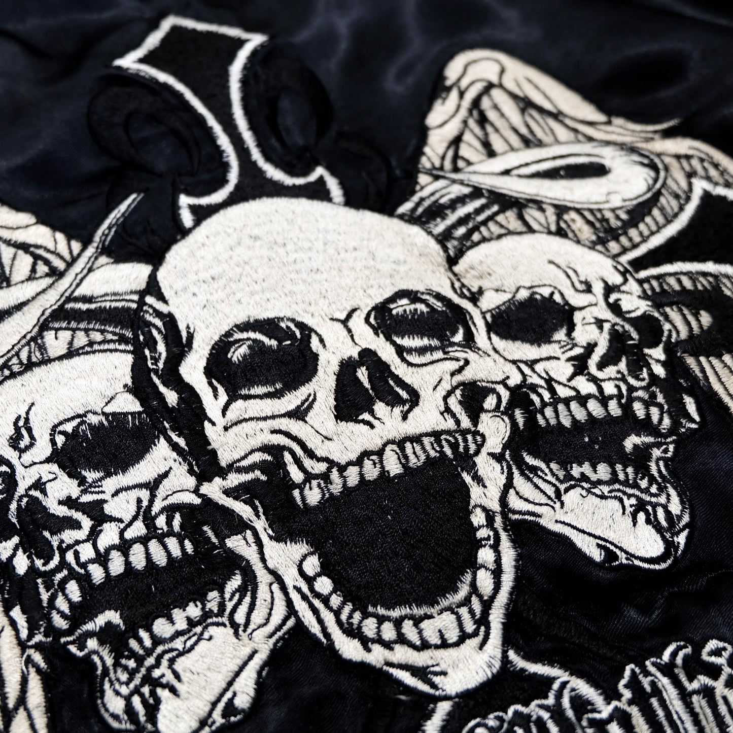 Jack Daniel’s Black Street Crafter Sukajan / Skull Wing Embroidered Souvenir Jacket Size S