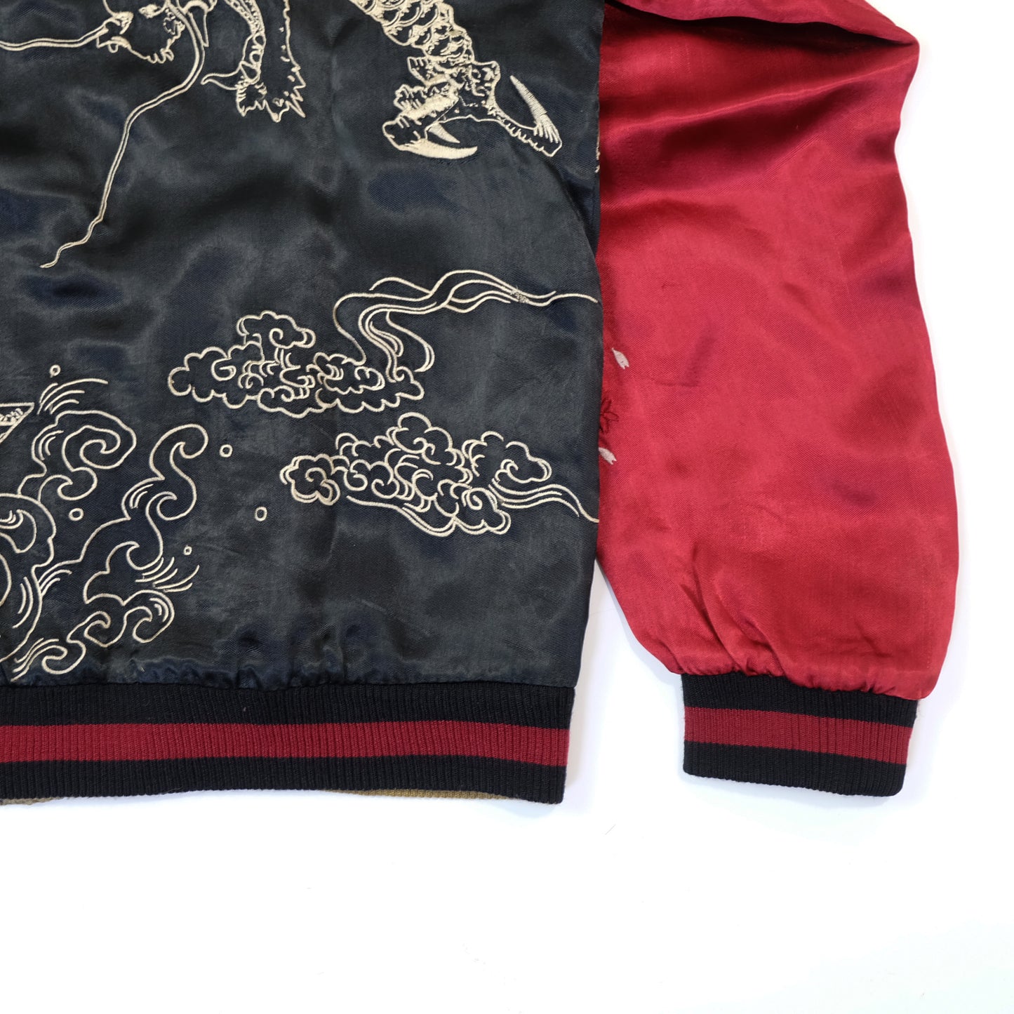 Reversible Japanese Dragon Koi Fish Whirlpool Art Sukajan Souvenir Jacket Size M