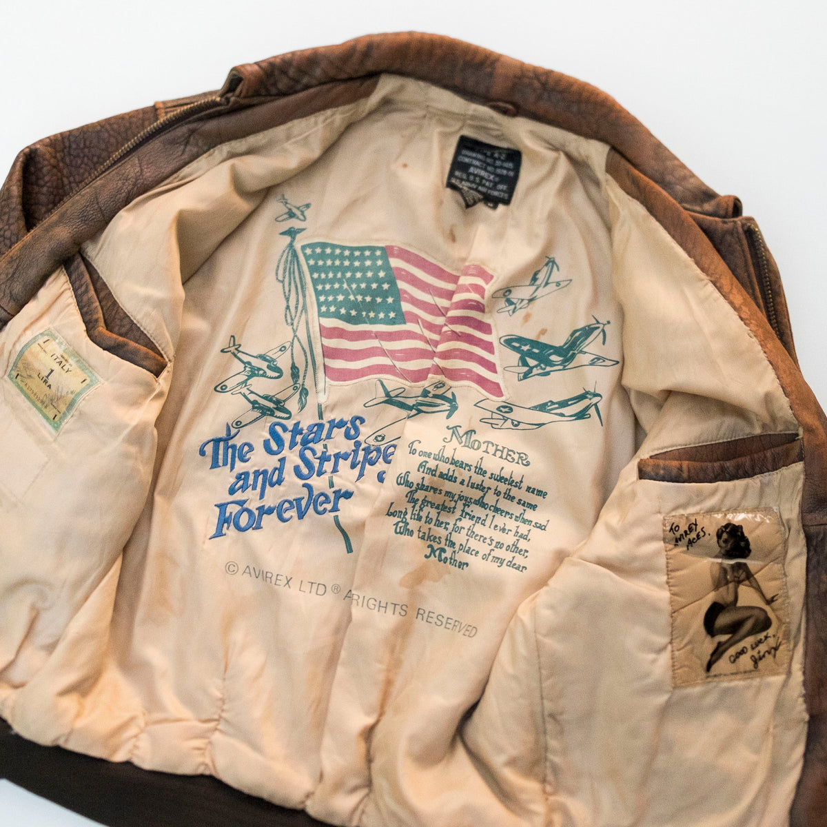 AVIREX Road Runner U.S. Navy Leather Flight Jacket Size M | Vintage Military Bomber Jacket