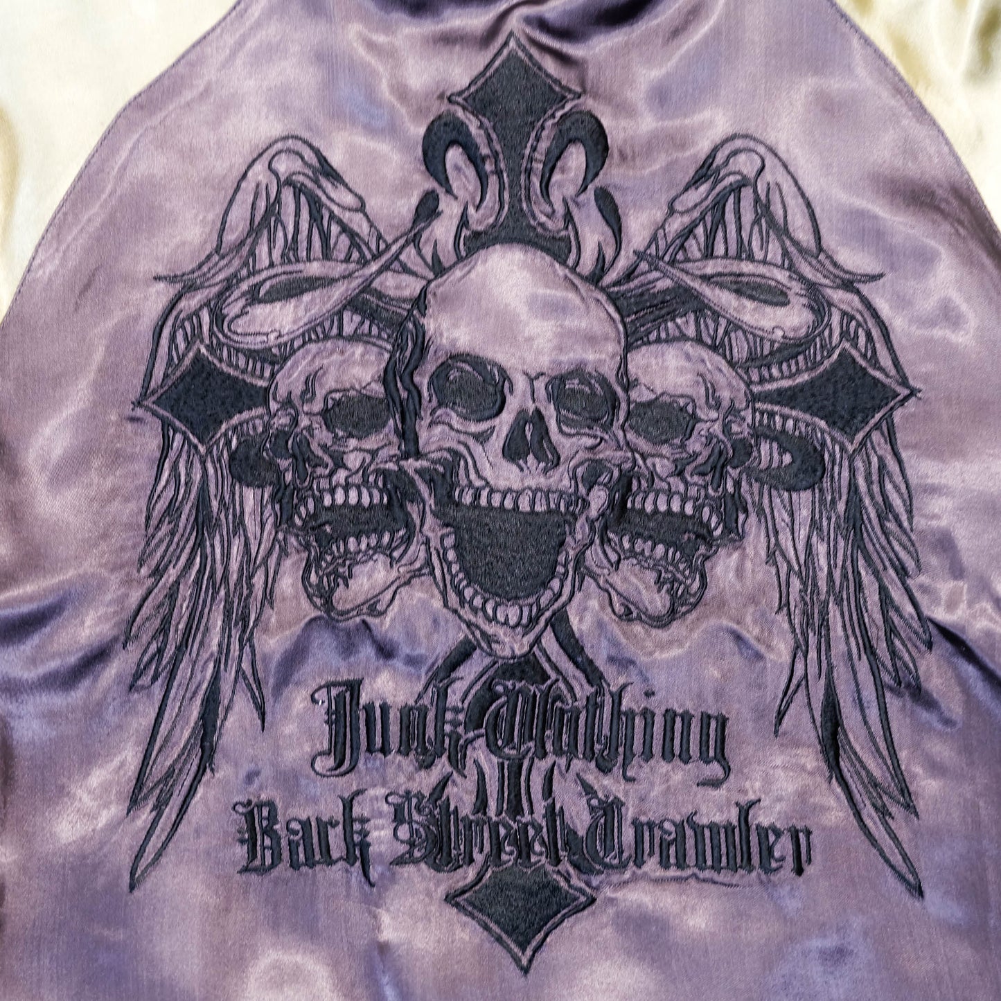 Jack Daniel’s Black Street Crafter Sukajan / Skull Wing Embroidered Souvenir Jacket Size S