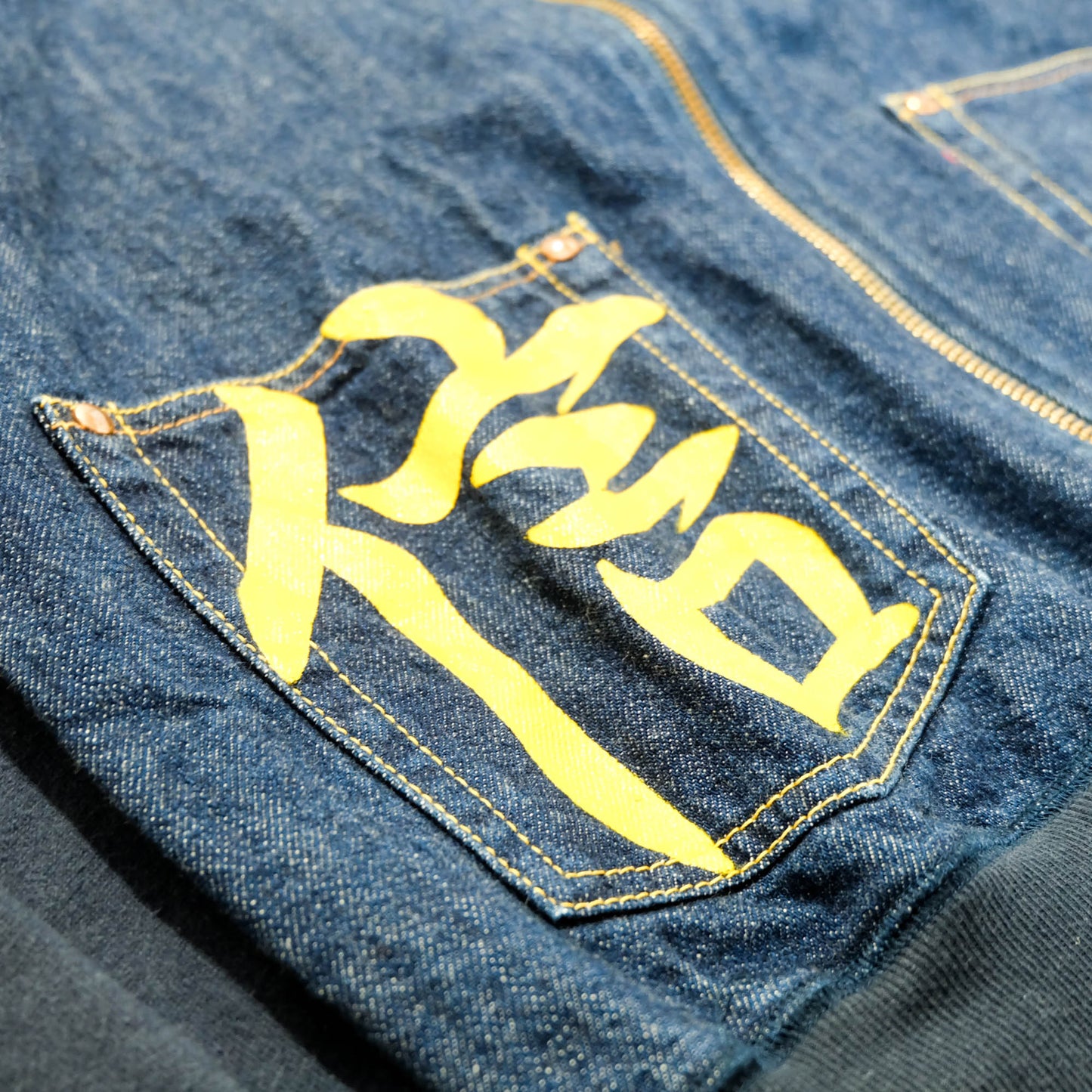 Dope Vintage Atelier Yamane Denim × Sweat Bomber Jacket 100% Design Japan Indigo Wagara Workwear Streetwear Size 38