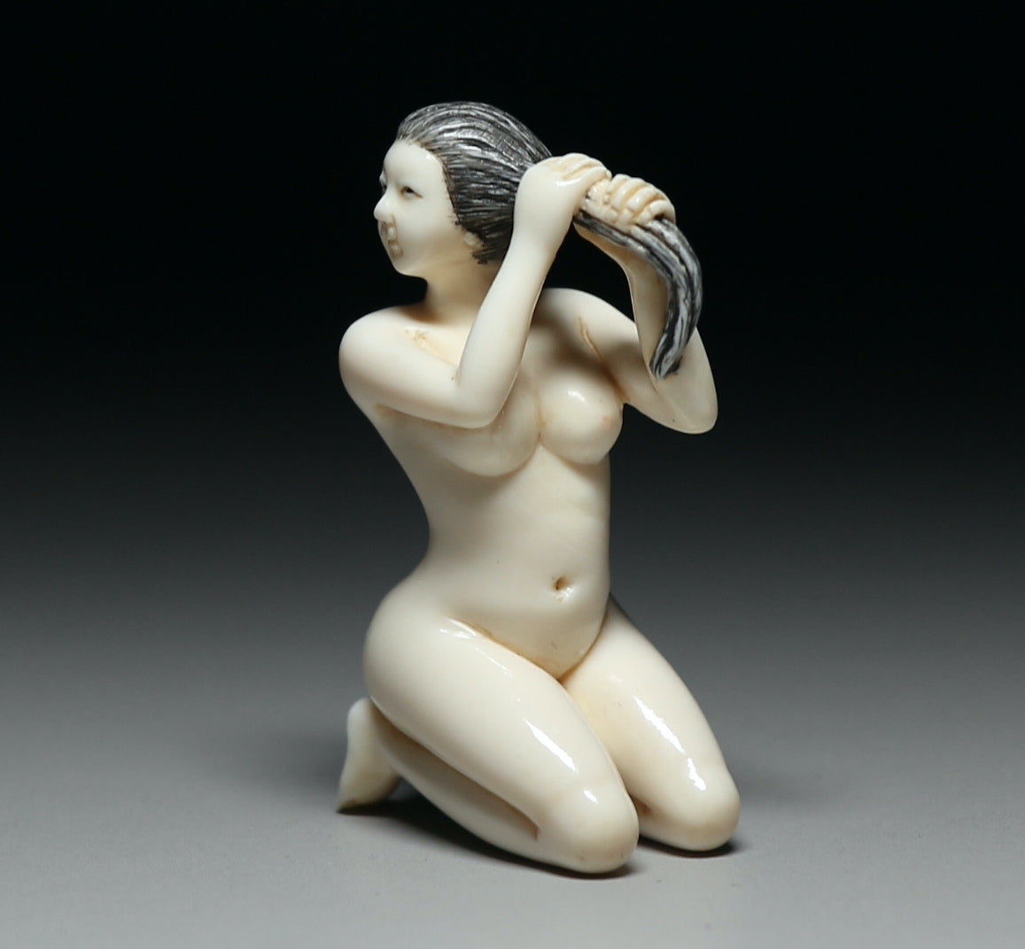 Japanese Erotica Risque Shunga Bijin Nude Sagemono Netsuke Okimono Doll Statue Art