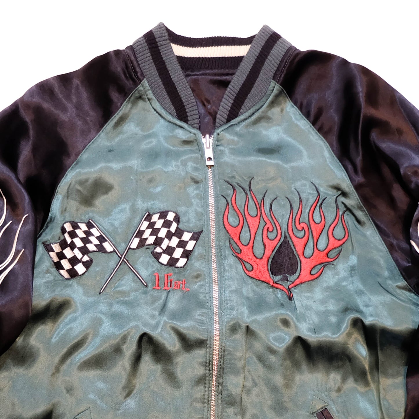 Vintage Japanese Sukajan Jacket Velvet Bomber | Skull Tiger Dragon Hot Rod Embroidery Streetwear Jacket Size S-M