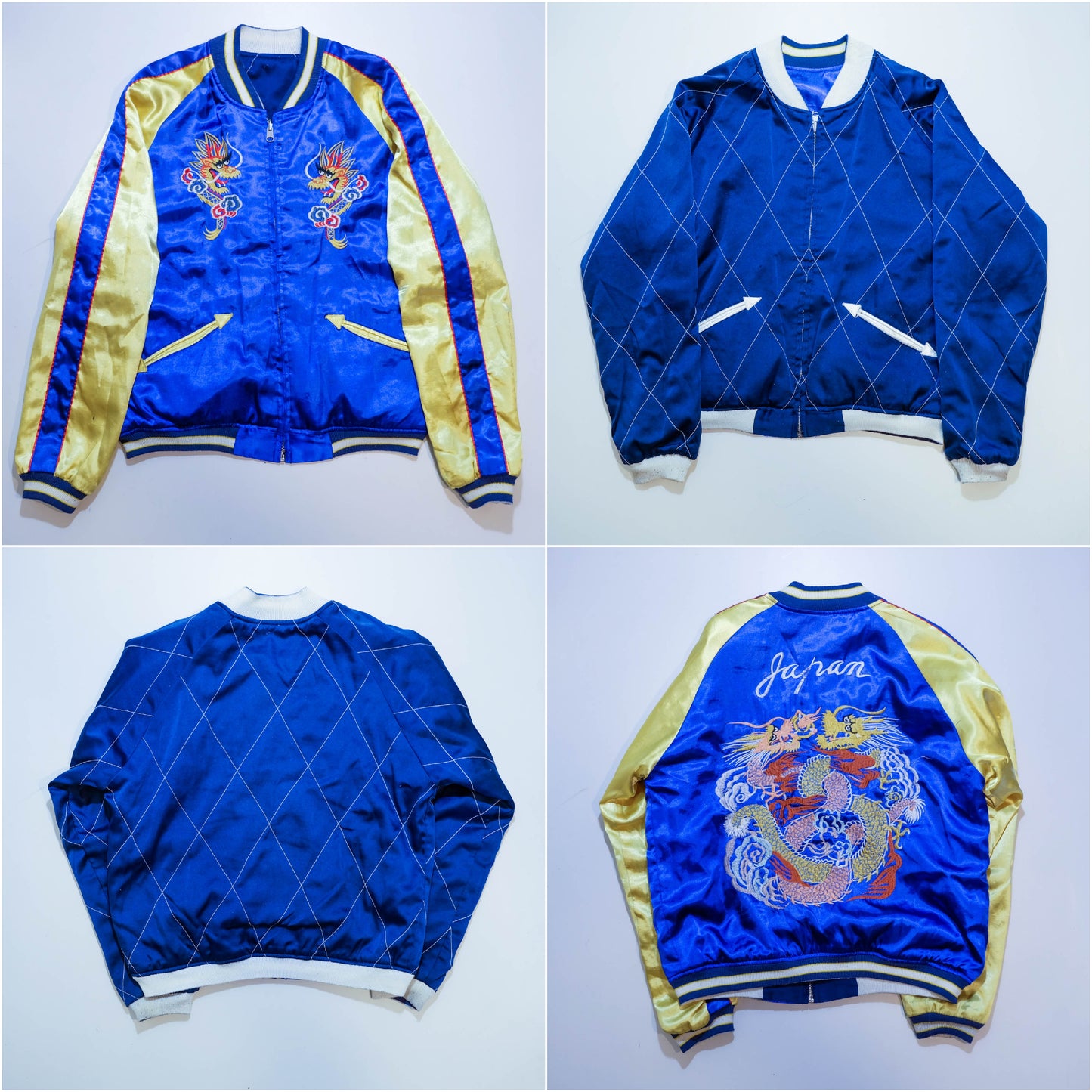 Hoshihime Style Reversible Sukajan Jacket | Blue Dragon Embroidery Japanese Souvenir Bomber Jacket