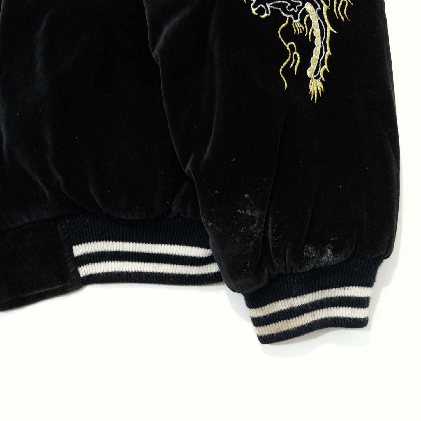 Rare Japanese Velvet Bomber Jacket Featuring Twin Dragons, Eagle & Yokosuka Souvenir Artwork
