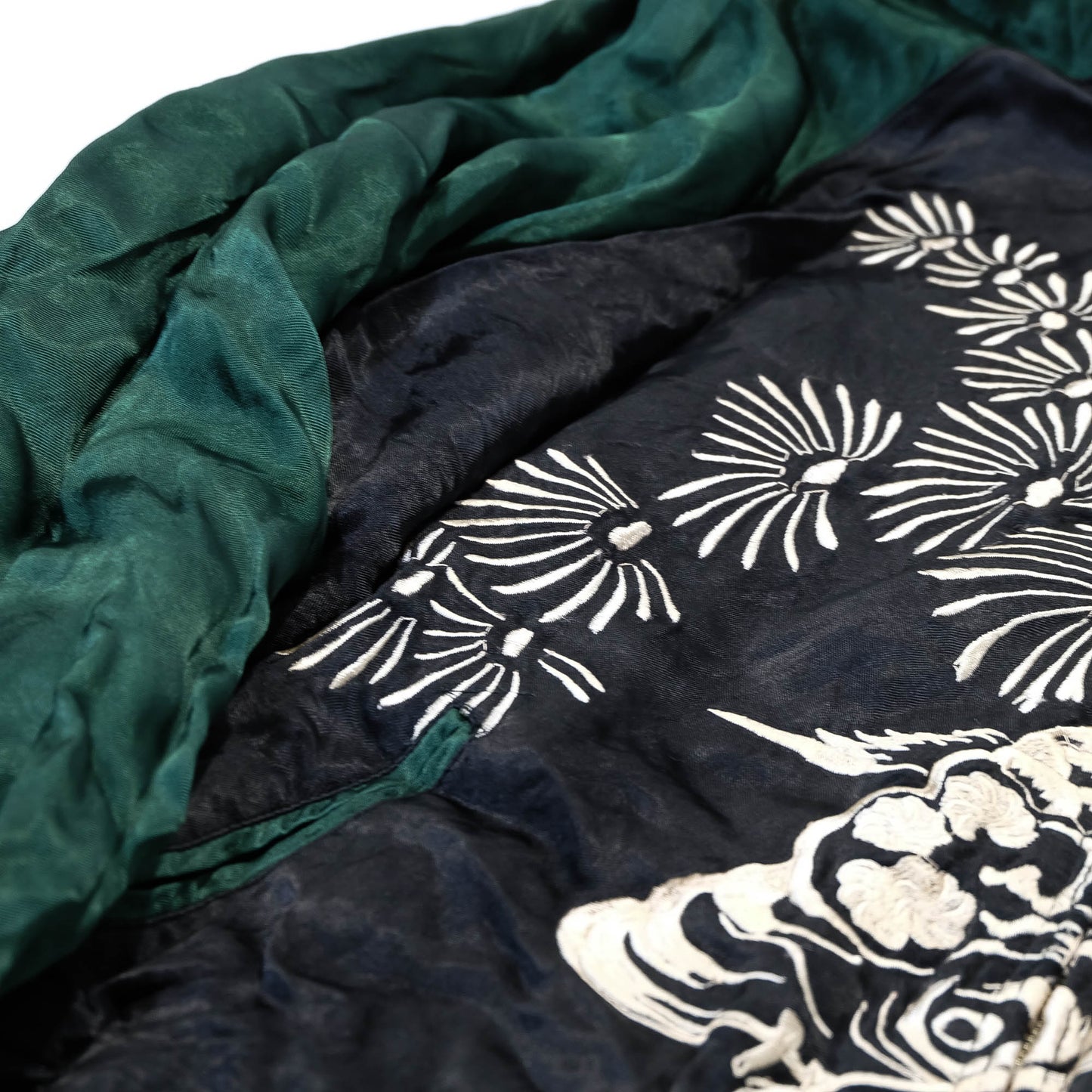 Traditional Japanese Koi Fish Wagara Embroidery Jacket Featuring Dynamic Water Motif & Vintage Yokosuka Style