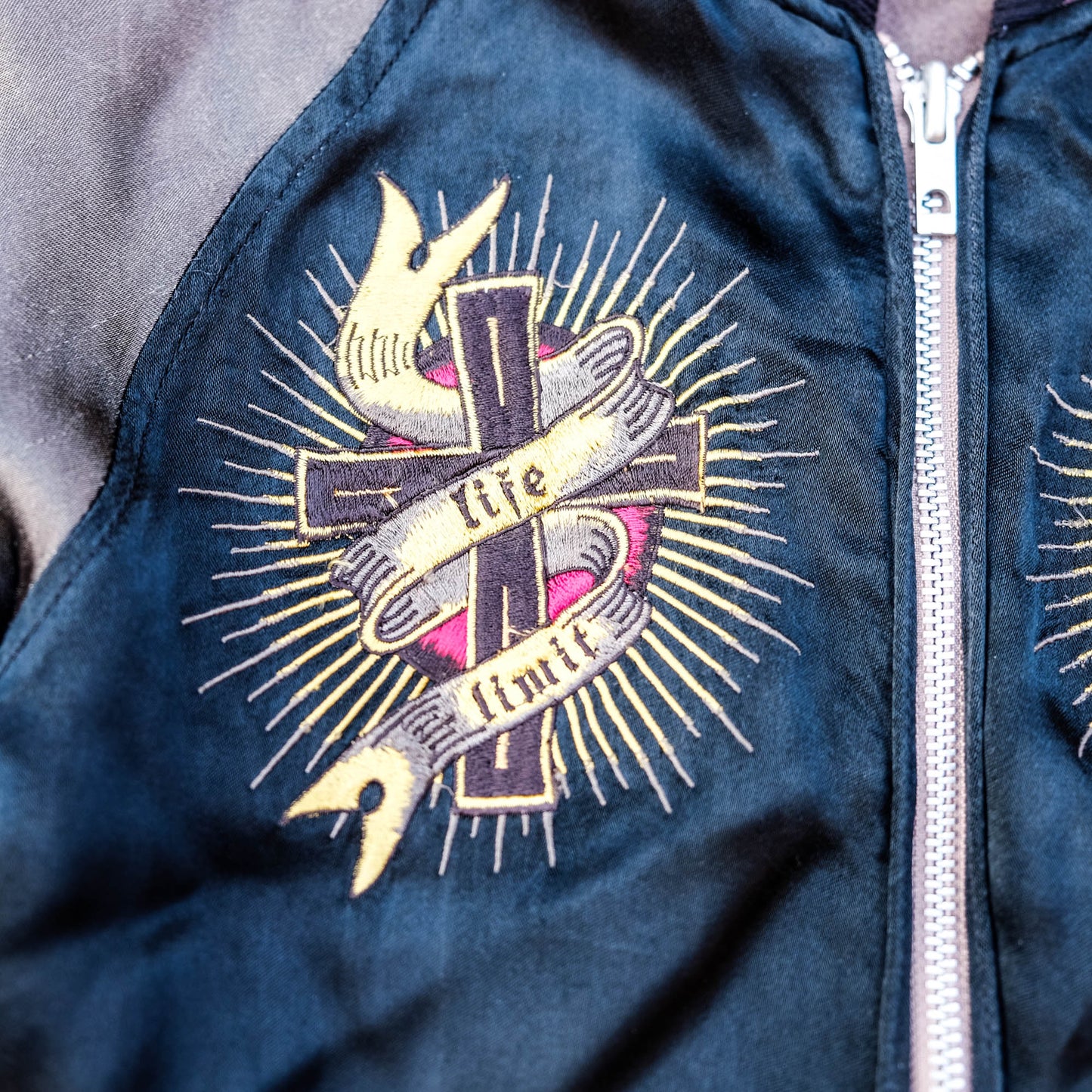 JUNK STAR Skull Monk Priest Cross Embroidery Sukajan Jacket XS | Japanese Streetwear Souvenir Jacket