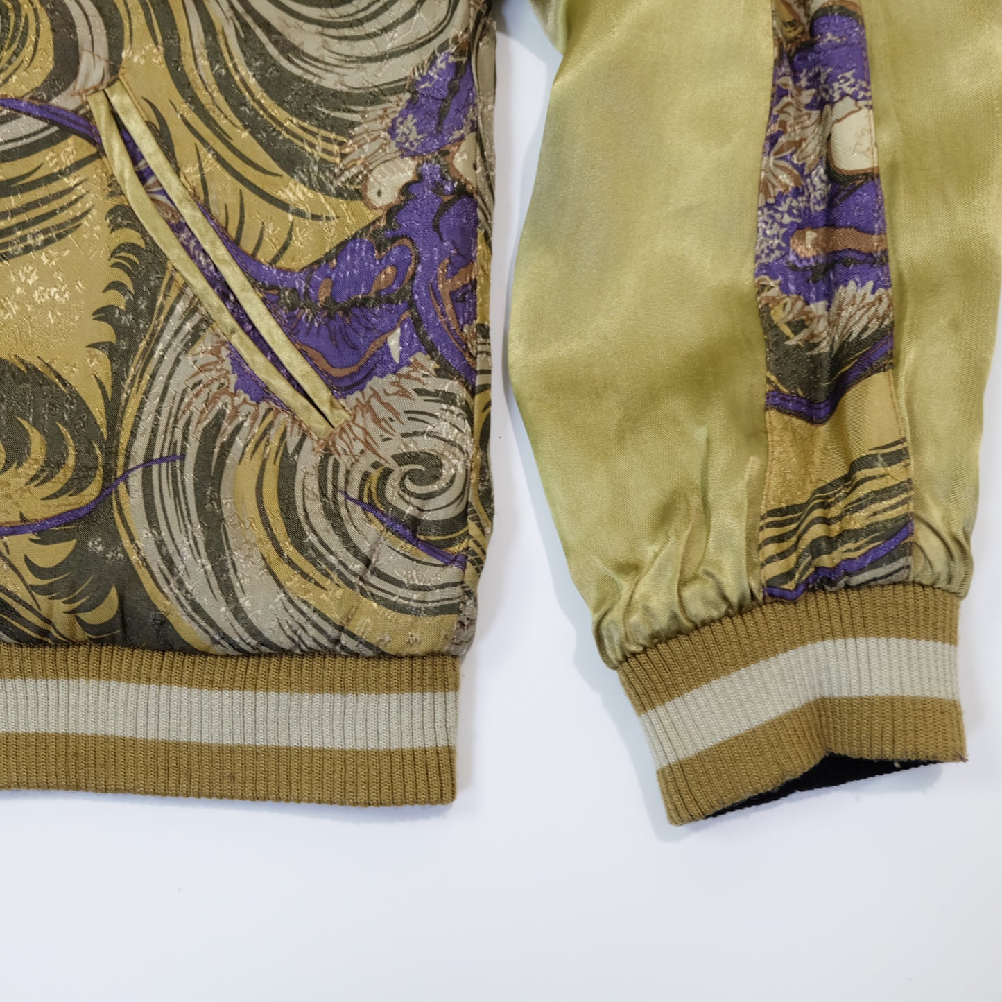 Reversible Japanese Dragon Koi Fish Whirlpool Art Sukajan Souvenir Jacket Size M