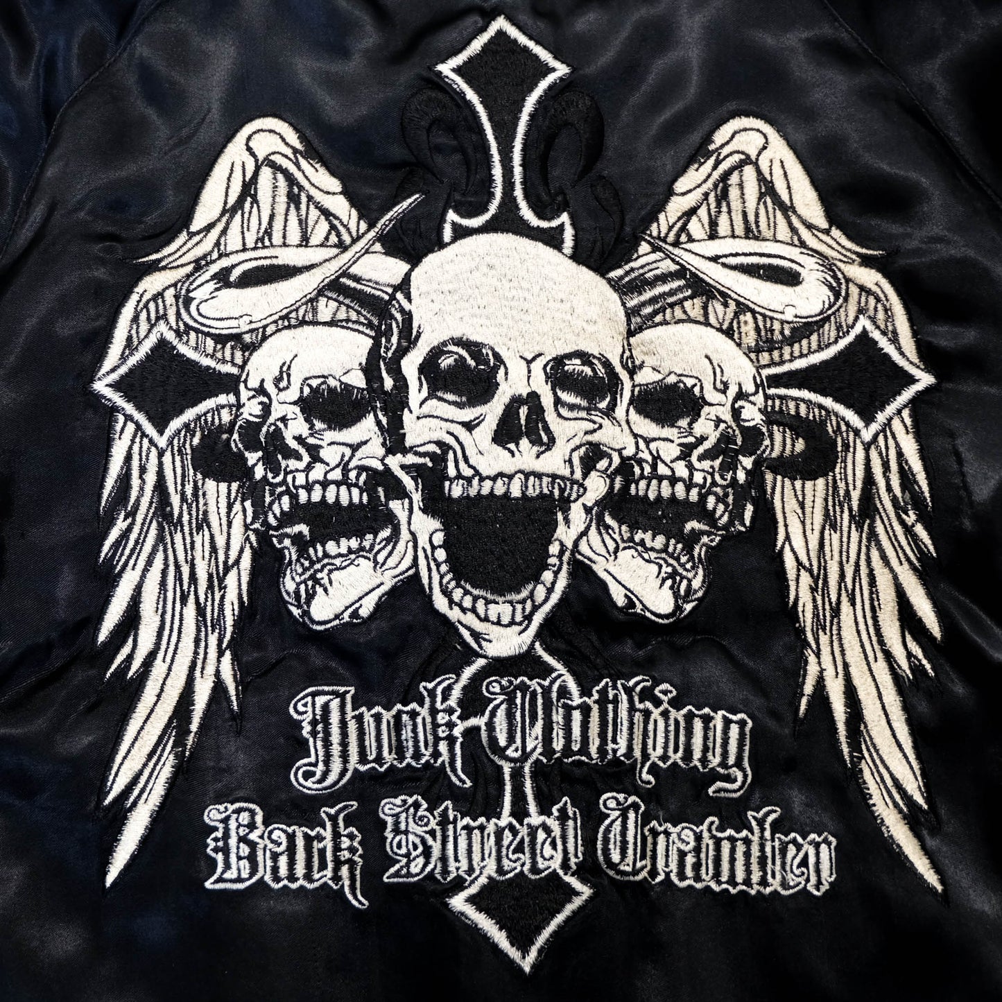 Jack Daniel’s Black Street Crafter Sukajan / Skull Wing Embroidered Souvenir Jacket Size S