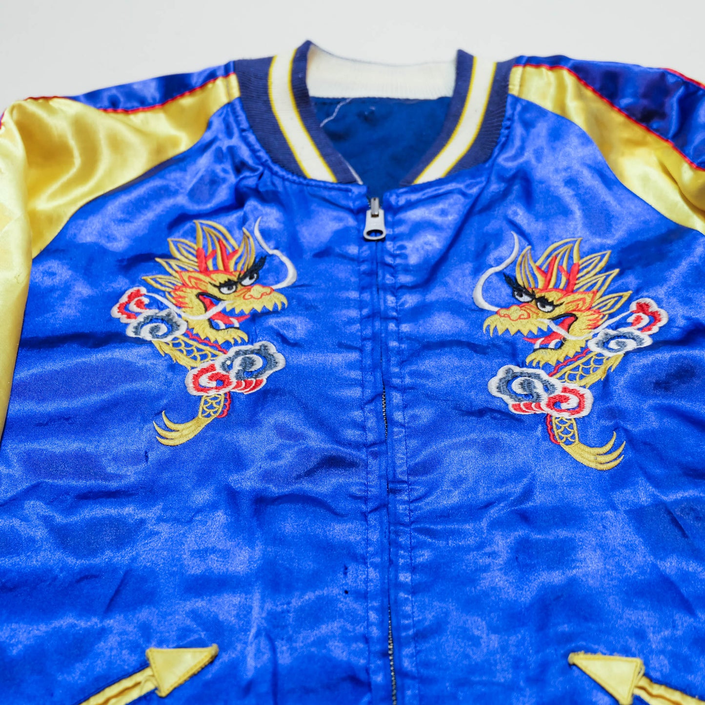 Hoshihime Style Reversible Sukajan Jacket | Blue Dragon Embroidery Japanese Souvenir Bomber Jacket