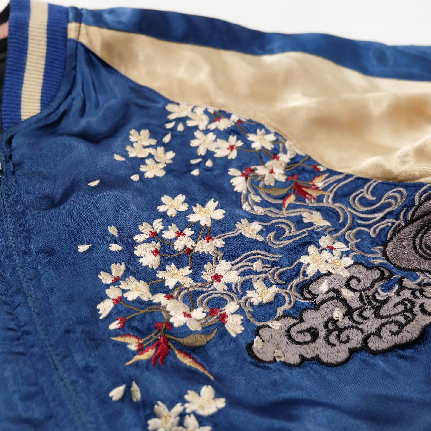 Vintage Japanese Sukajan Souvenir Jacket Reversible Dragon Skull Geisha Wagara Embroidery Yokosuka Bomber Jacket