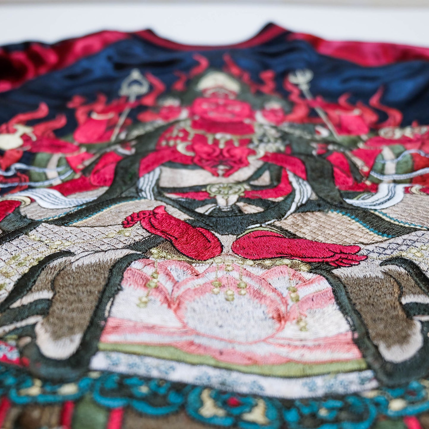 Satori Vintage Sukajan Jacket Size S-M | Japanese Embroidery Dragon Deity Fudō Myōō Lotus & Buddhist Art Souvenir Bomber Jacket