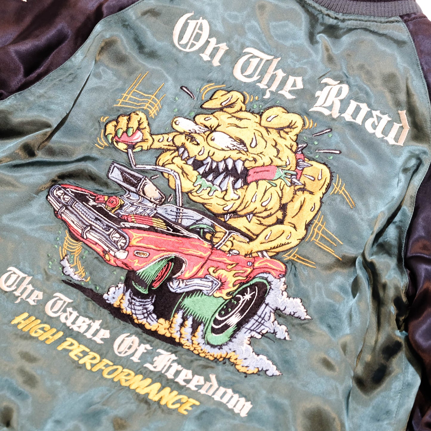 Vintage Japanese Sukajan Jacket Velvet Bomber | Skull Tiger Dragon Hot Rod Embroidery Streetwear Jacket Size S-M