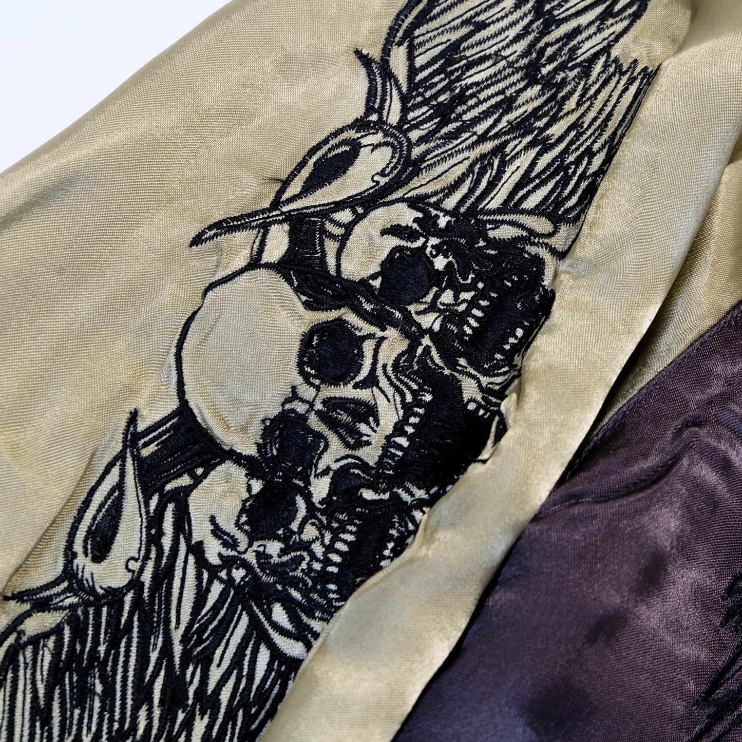 Jack Daniel’s Black Street Crafter Sukajan / Skull Wing Embroidered Souvenir Jacket Size S