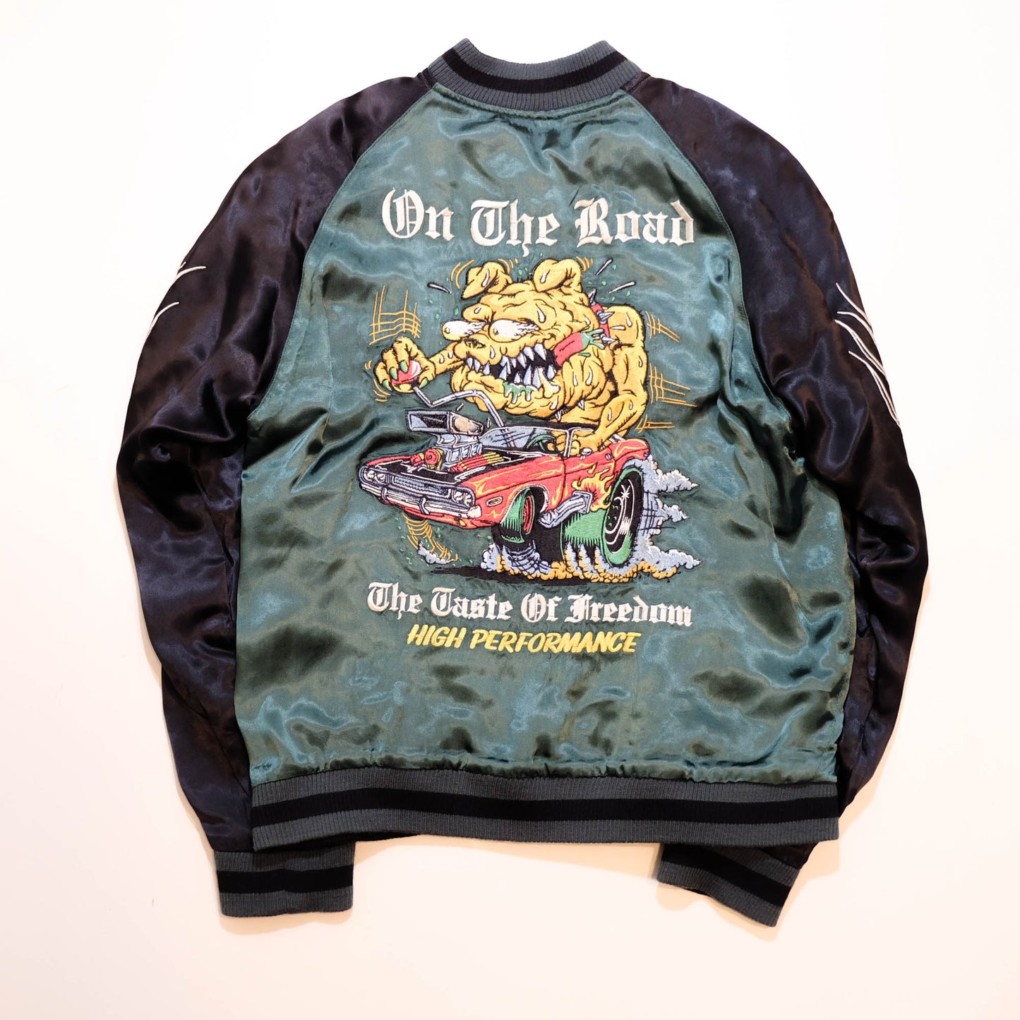 Vintage Japanese Sukajan Jacket Velvet Bomber | Skull Tiger Dragon Hot Rod Embroidery Streetwear Jacket Size S-M