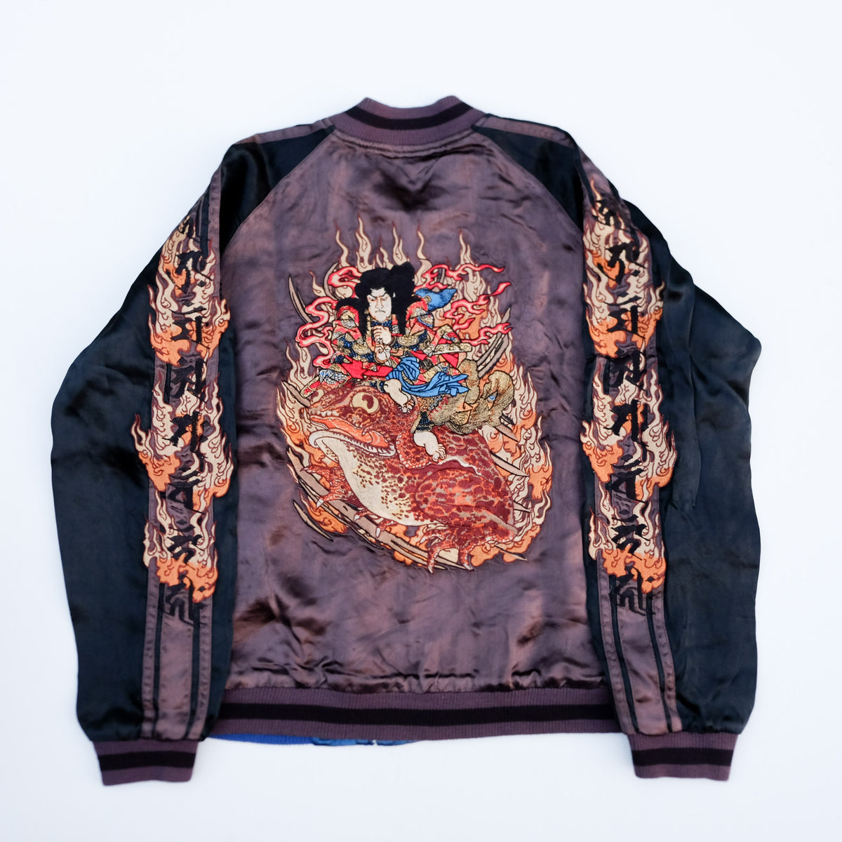Satori Japanese Embroidered Souvenir Bomber | Hannya Mask x Jiraiya Folklore Art Wearable Streetwear