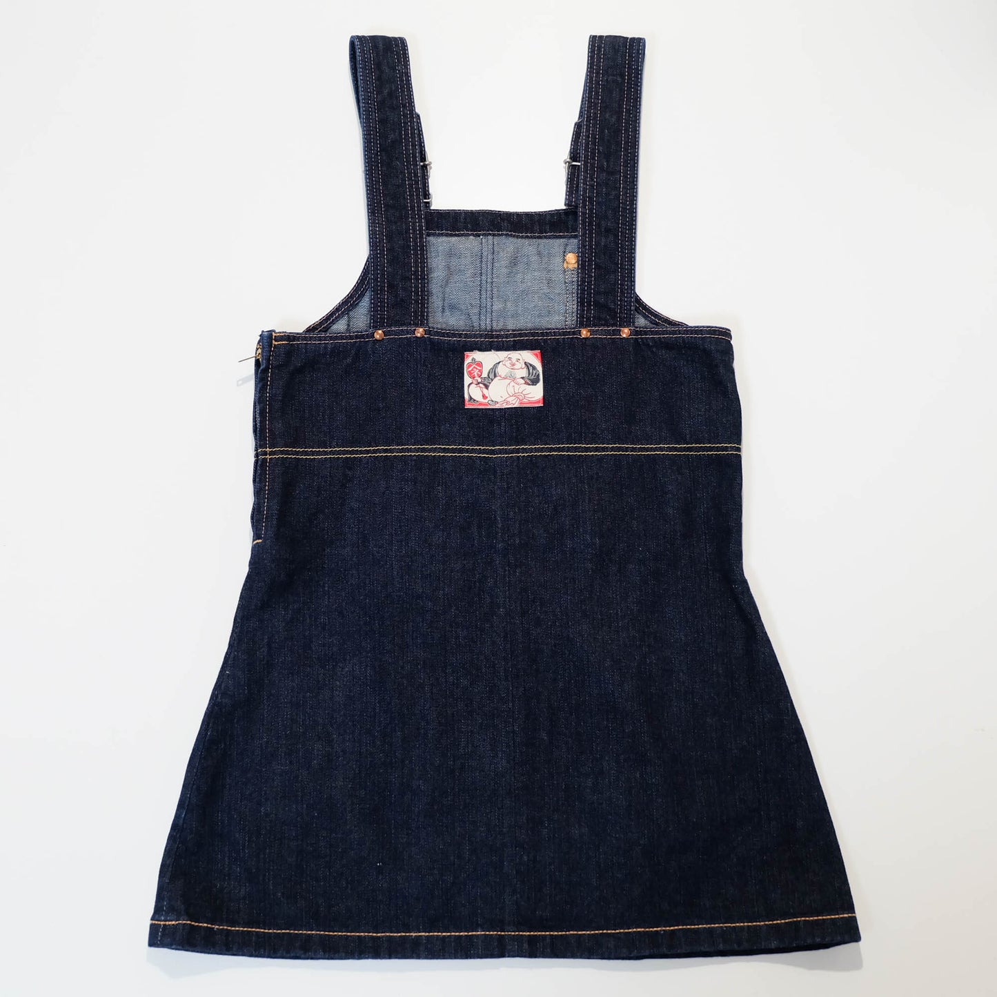 EVISU Donna Vintage Japanese Denim Overalls Dress One Piece Wagara Denim Skirt Selvedge Jeans Harajuku Streetwear