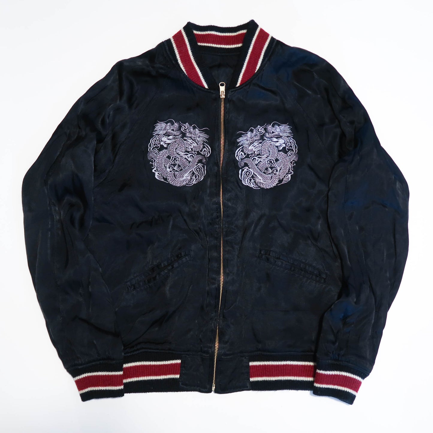 Vintage Dragon Island Japan Embroidered Sukajan Jacket | Reversible Dragon Souvenir Bomber Jacket
