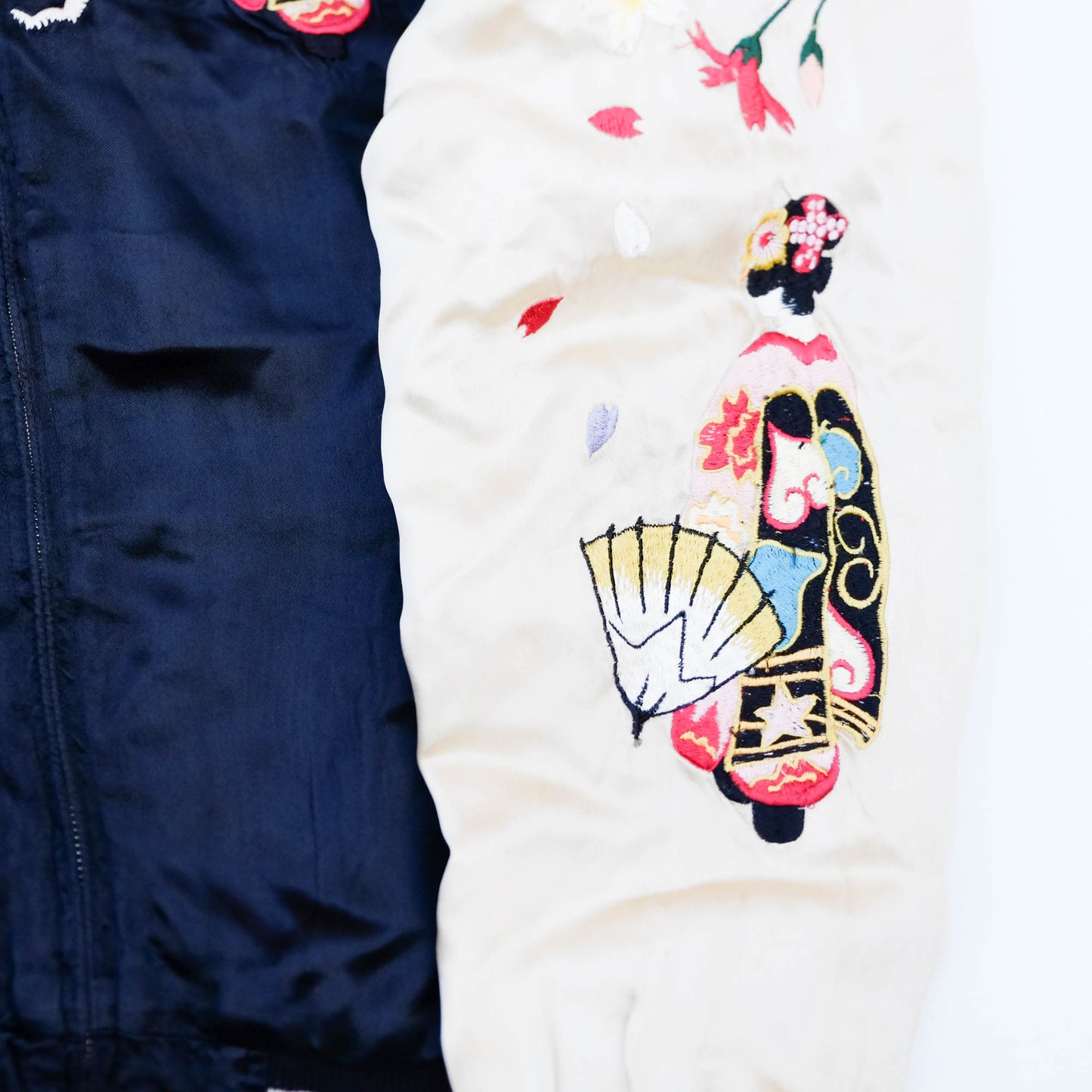Japanese Sukajan Souvenir Jacket – Koi Carp, Sakura & Japan Map Reversible Embroidered Bomber Jacket