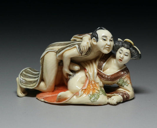 Japanese Erotica Shunga Foreplay Fetish Samurai Geisha Bijin Oiran Sagemono Netsuke Okimono Doll Statue Art