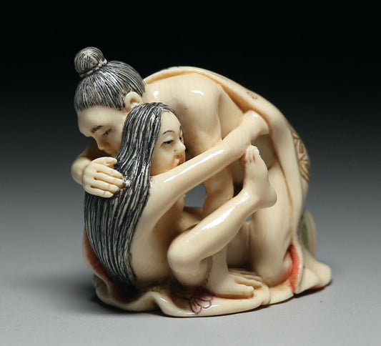 Japanese Erotica Shunga Lovers Foreplay Fetish Samurai Geisha Bijin Oiran Sagemono Okimono Doll Statue Art