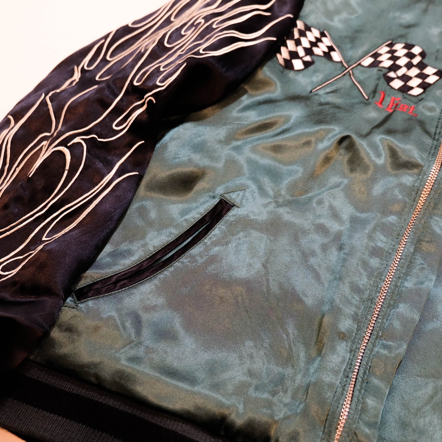 Vintage Japanese Sukajan Jacket Velvet Bomber | Skull Tiger Dragon Hot Rod Embroidery Streetwear Jacket Size S-M
